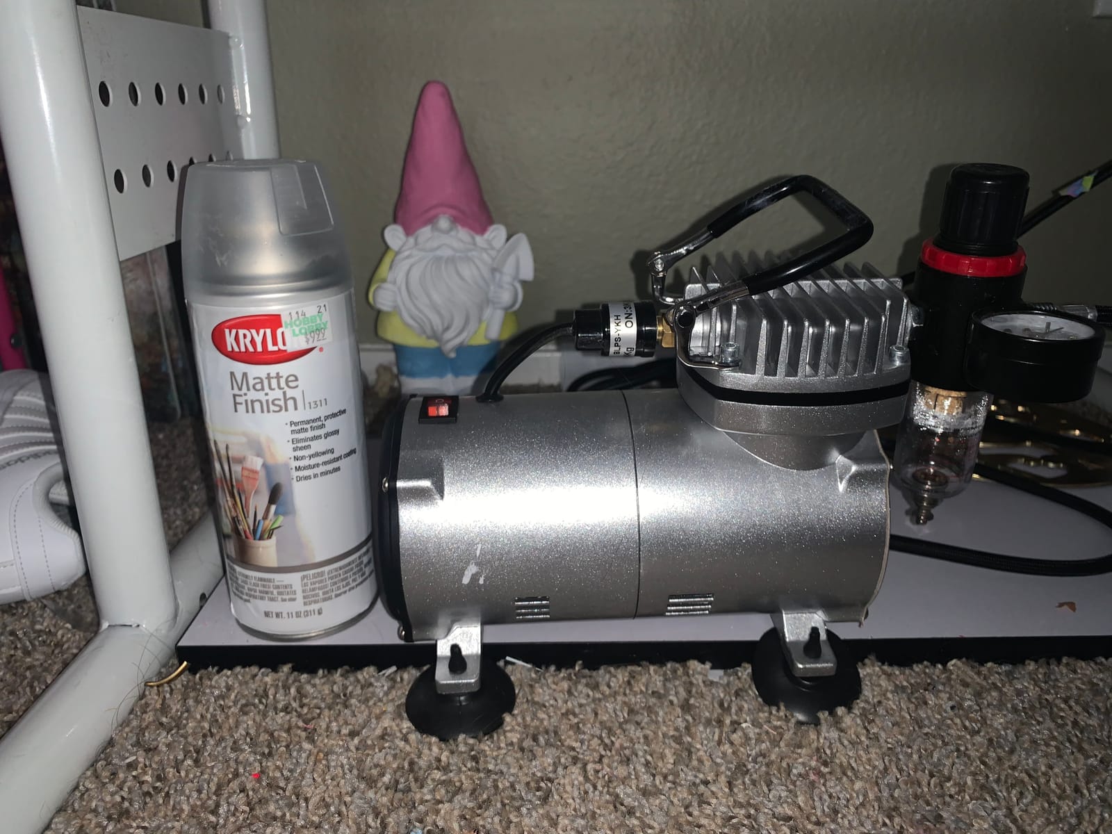 PointZero 1/5 HP Airbrush Compressor with Regulator, Gauge and Water Trap - Quiet Portable Air Pump Silver customer photo 2