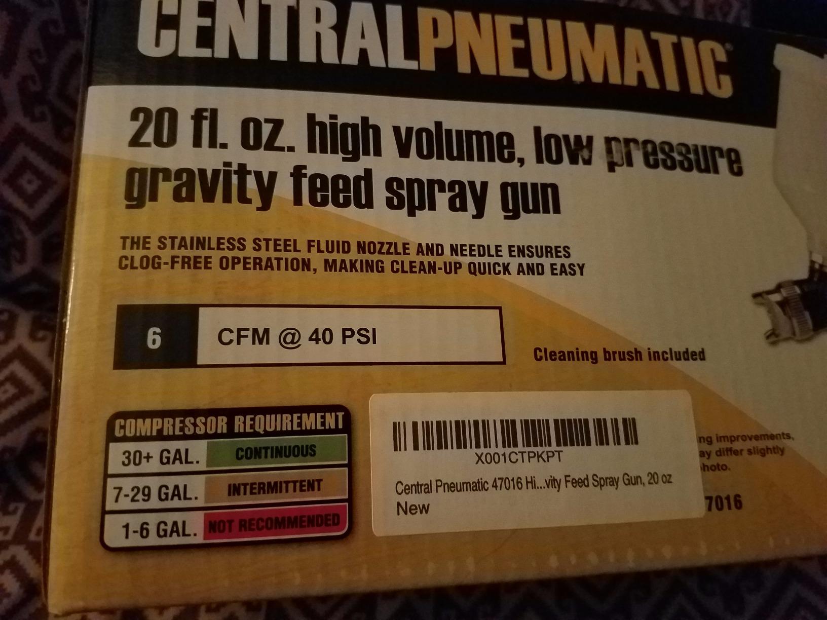 Central Pneumatic 47016 High Volume Low Pressure Gravity Feed Spray Gun, 20 oz customer photo 1