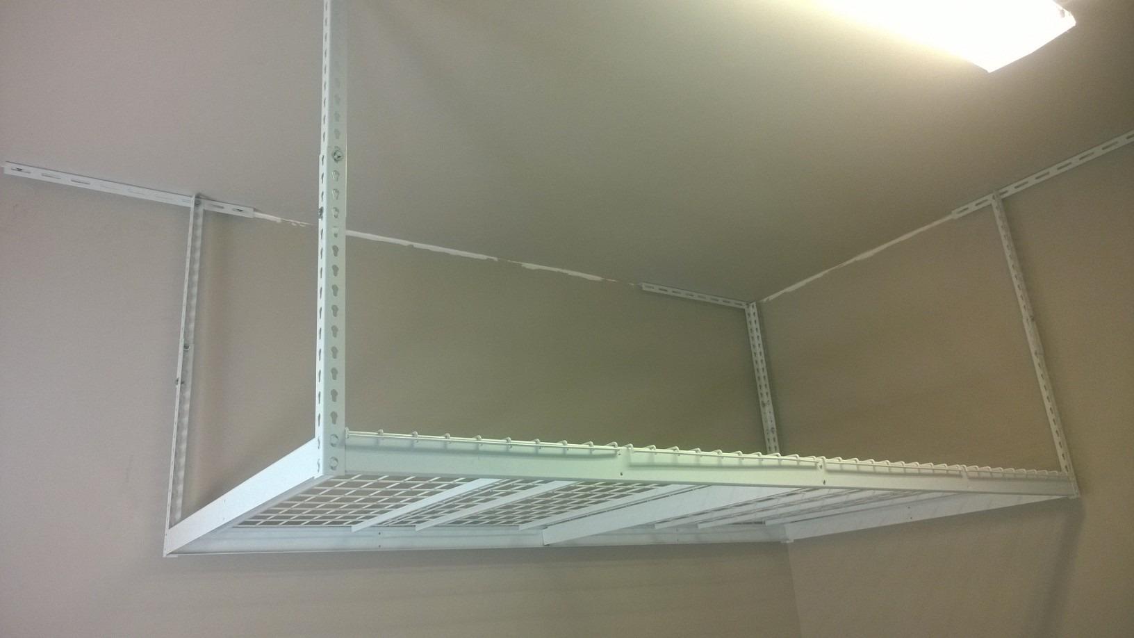 SafeRacks White 4x8 Overhead Storage Rack w/ 5-pc Hook Pack (12”-24