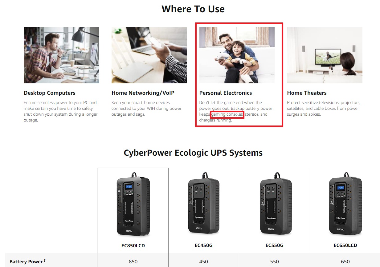 CyberPower EC850LCD Ecologic UPS Battery Backup and Surge Protector customer photo 1