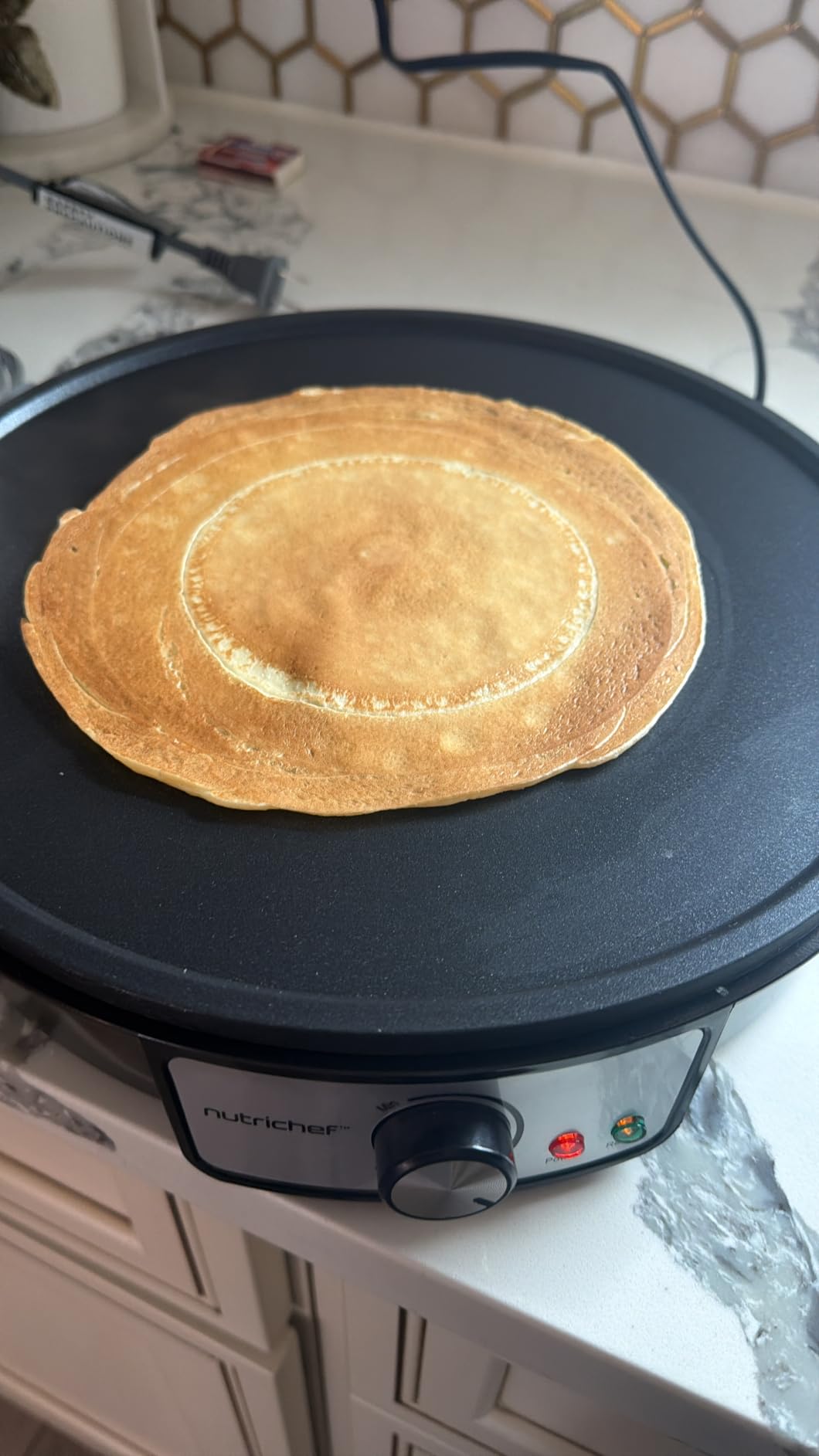 Nutrichef Electric Crepe Maker & Griddle Cooktop - Nonstick 12 Inch Aluminum Hot Plate with LED Indicator Lights & Adjustable Temperature Control - Wooden Spatula & Batter Spreader Included customer photo 2