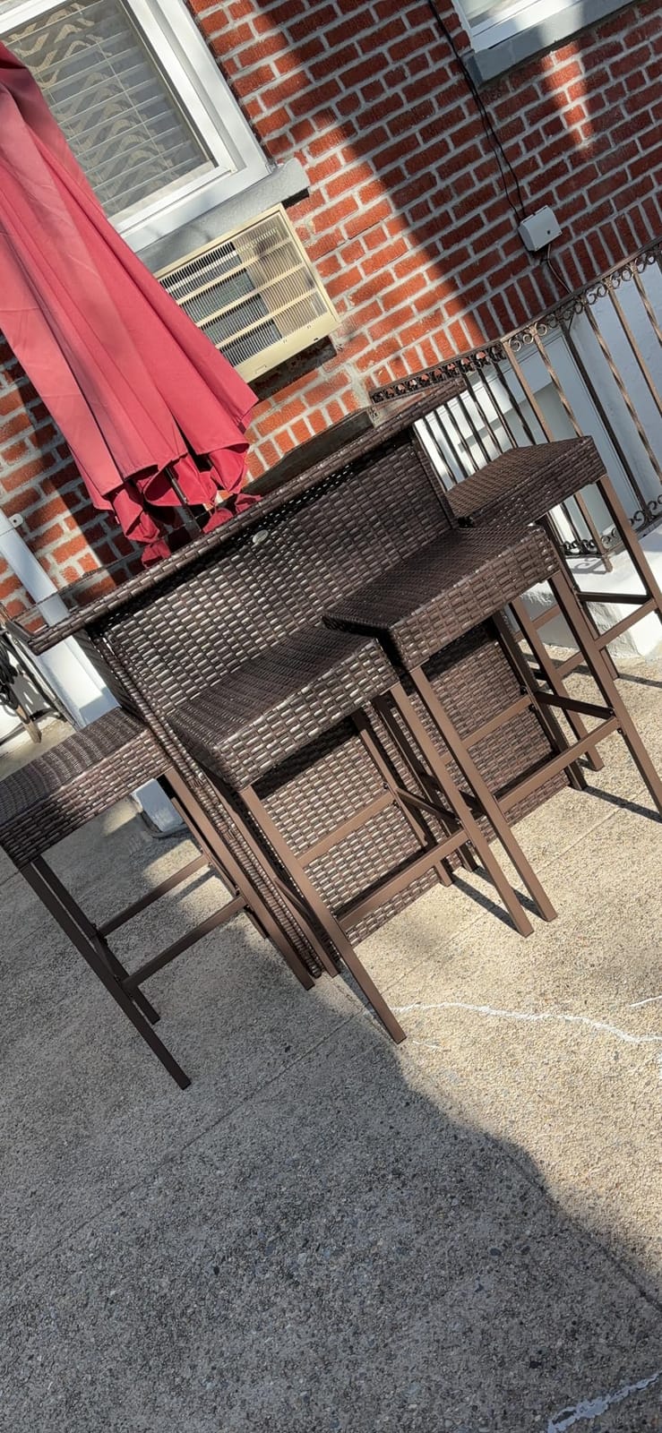 Outsunny 5 Piece Wicker Outdoor Bar Set High Top Table Chairs Dark Brown customer photo 2