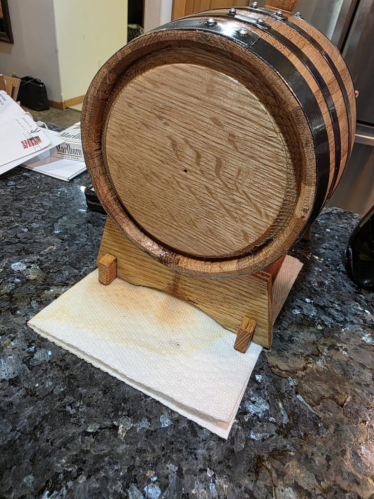 2 Liter Oak Aging Barrel with Wood Stand, Bung & Spigot - Mini Whiskey Barrels for The Home Alcohol Distiller, Moonshiner & Winemaker - Age Cocktails, Bourbon, Whisky, Tequila, Rum, Mead Wine (2L) customer photo 2