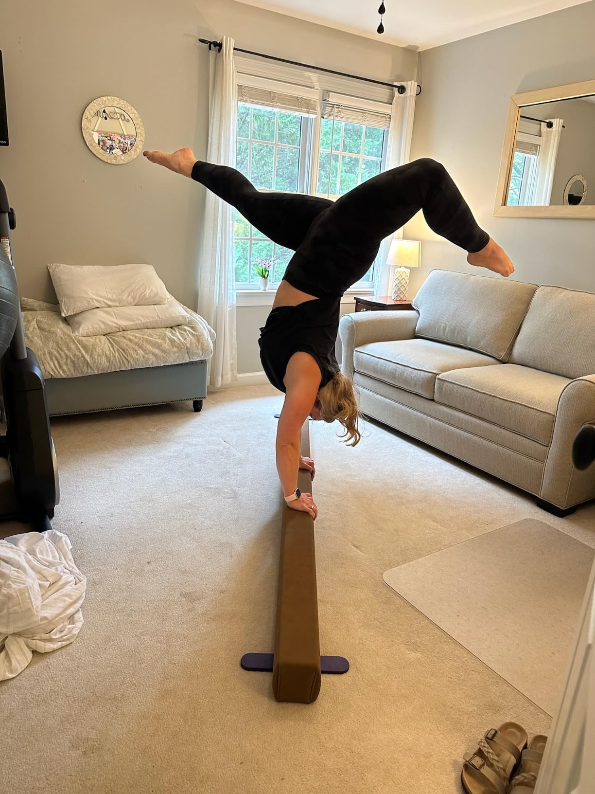 Tumbl Trak 8 Foot Addie Gymnastics Training Suede Balance Beam, High and Low Beam Gymnastics for Home, Non Slip Base, Competition Feel customer photo 2