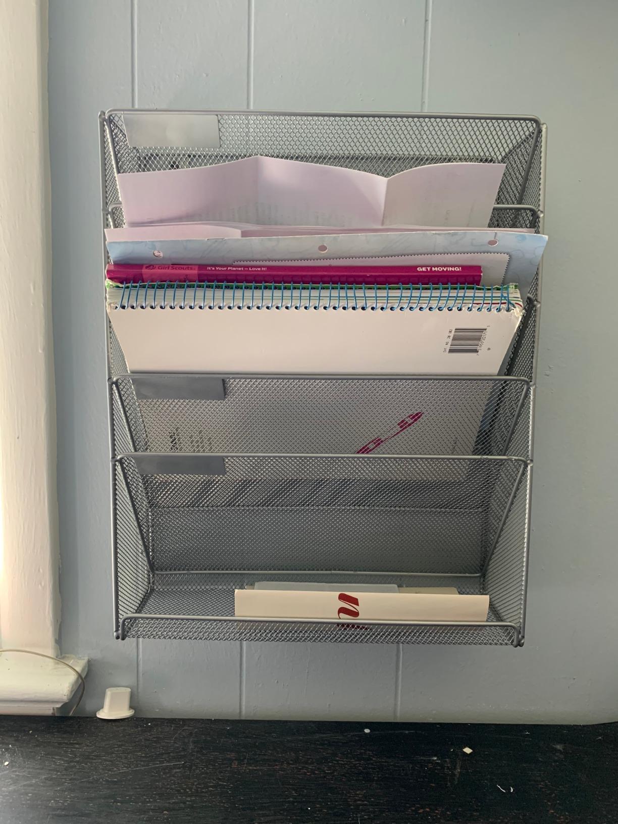 EasyPAG 5 Tier Wall File Holder, Mesh Hanging Folder Organizer with Classify Label, Versatile Desk File Holder, Vertical Wall Mounted Mail Organizer for Office Home Cubicle, Black customer photo 1