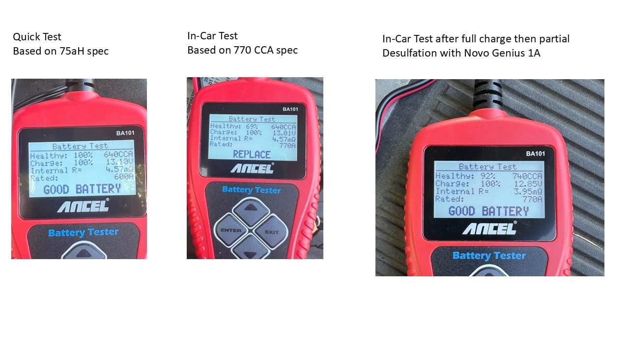 ANCEL BA101 Car Battery Tester, 12V Digital Automotive Alternator Meter Diagnostic Tool,100-2000 CCA Load Capacity, Charging & Cranking Analyzer for Truck, Boat, RV, Marine Vehicle, and More customer photo 2