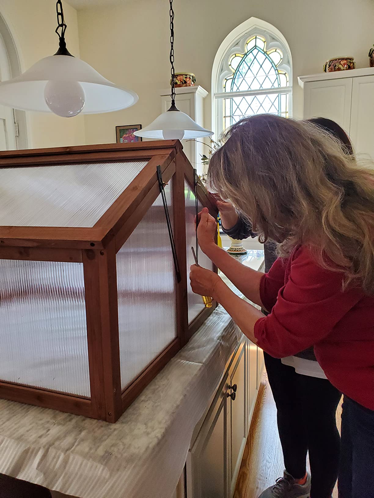 GIANTEX Wood Cold Frame with Flip-Top Roof, Mini Greenhouse 37''×25''×16'' customer photo 2