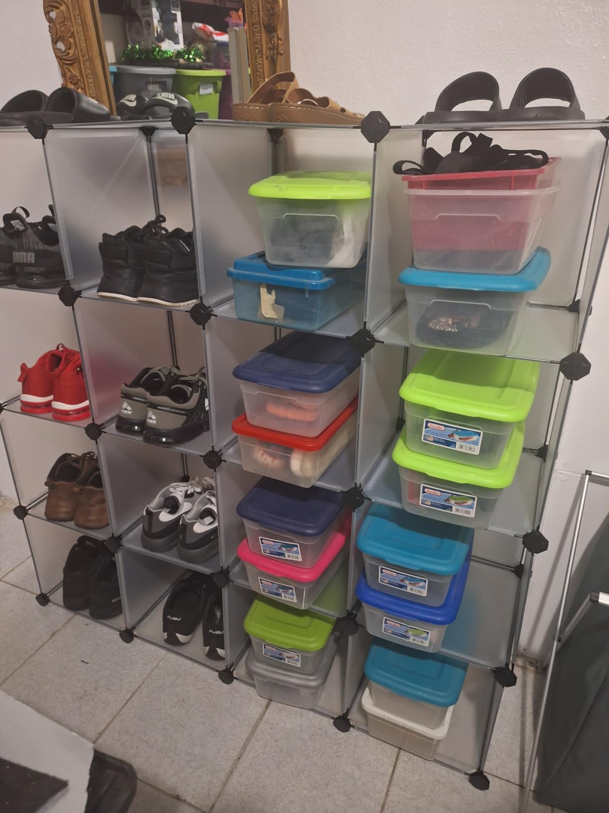 SONGMICS 16 Cube Storage Organizer,Plastic stackable cube shelf customer photo 2