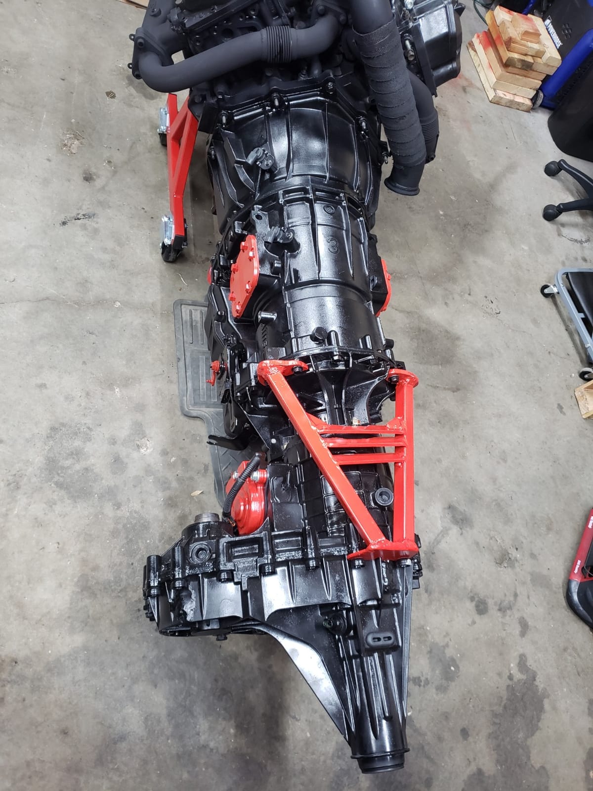 Red Rolling Engine Storage Stand with 3