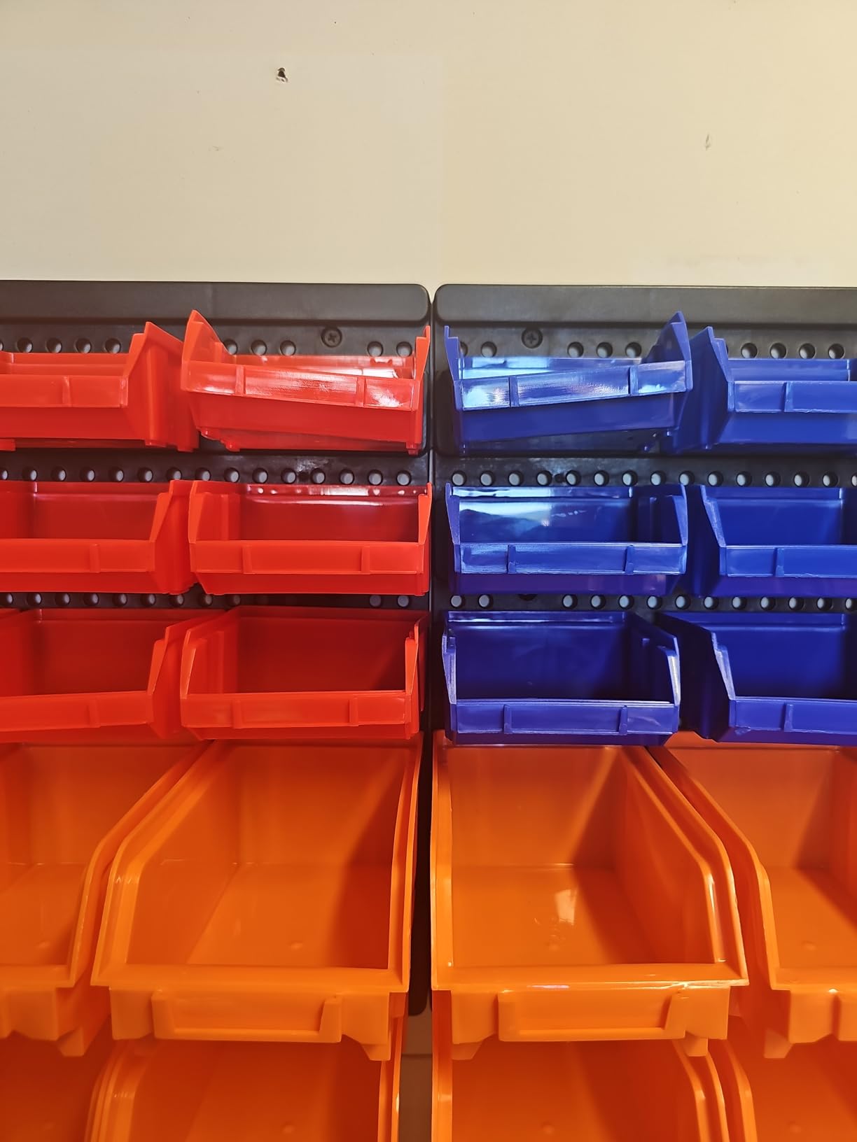HORUSDY Wall Mounted Storage Bins Parts Rack 30PC Organizer Garage Plastic Shop Tool for Men's Gift, Blue,Orange,Red customer photo 2