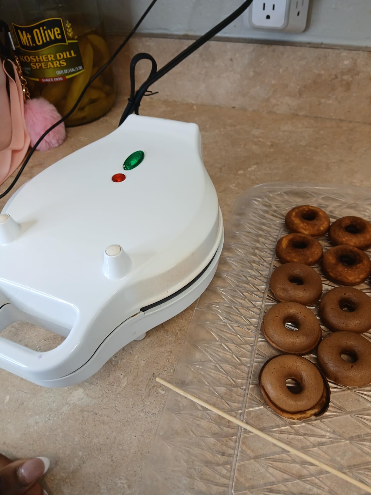 Chef Buddy Mini Donut Maker, Small Baking Machine, White, 11” x 8” x 4” customer photo 2