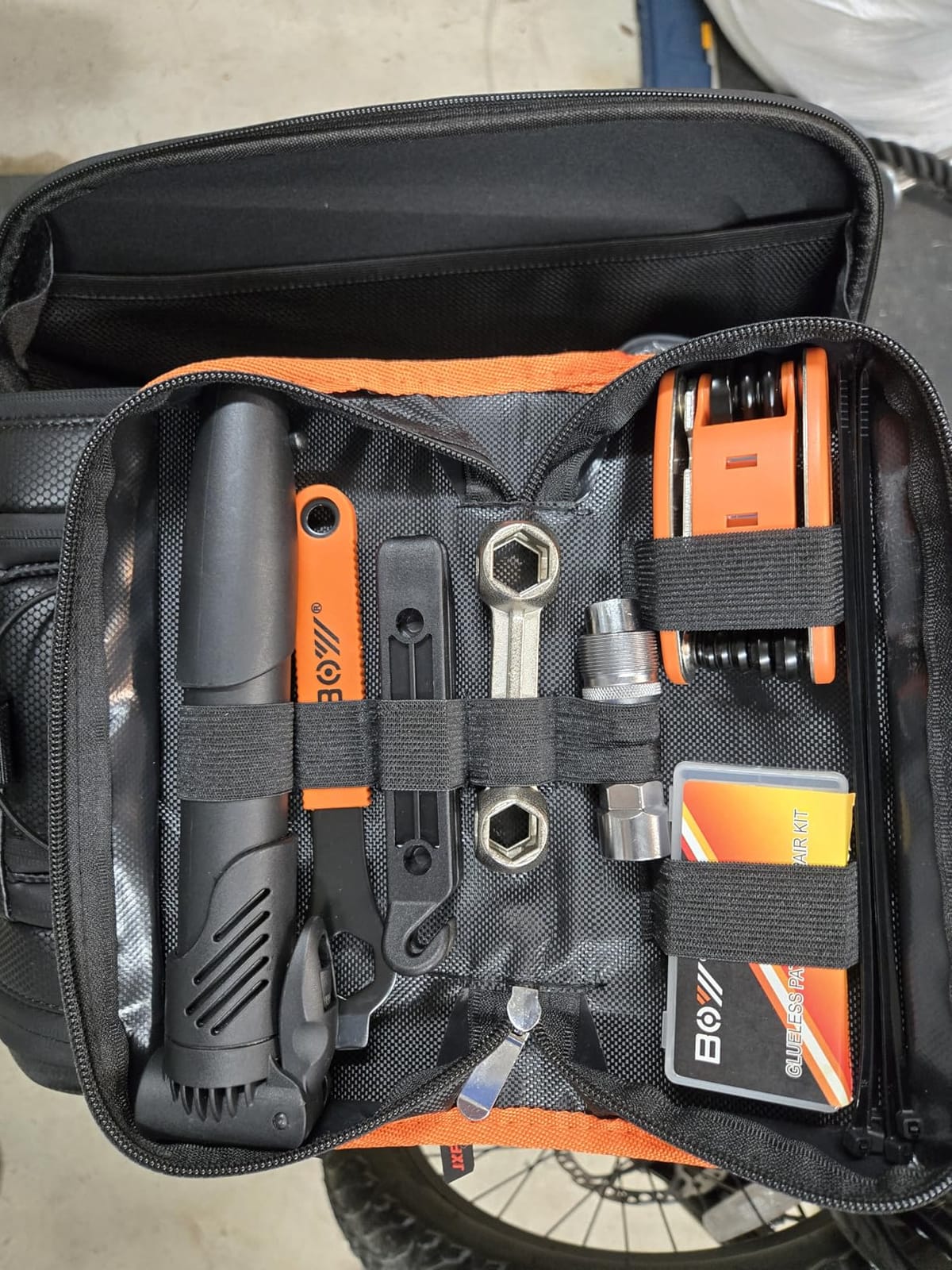 Bicycle Repair Bag With Tire Pump, Portable Tool Kit for Camping Travel - Bike Glueless Patches, Maintenance Essentials All in One Safety Kit customer photo 1