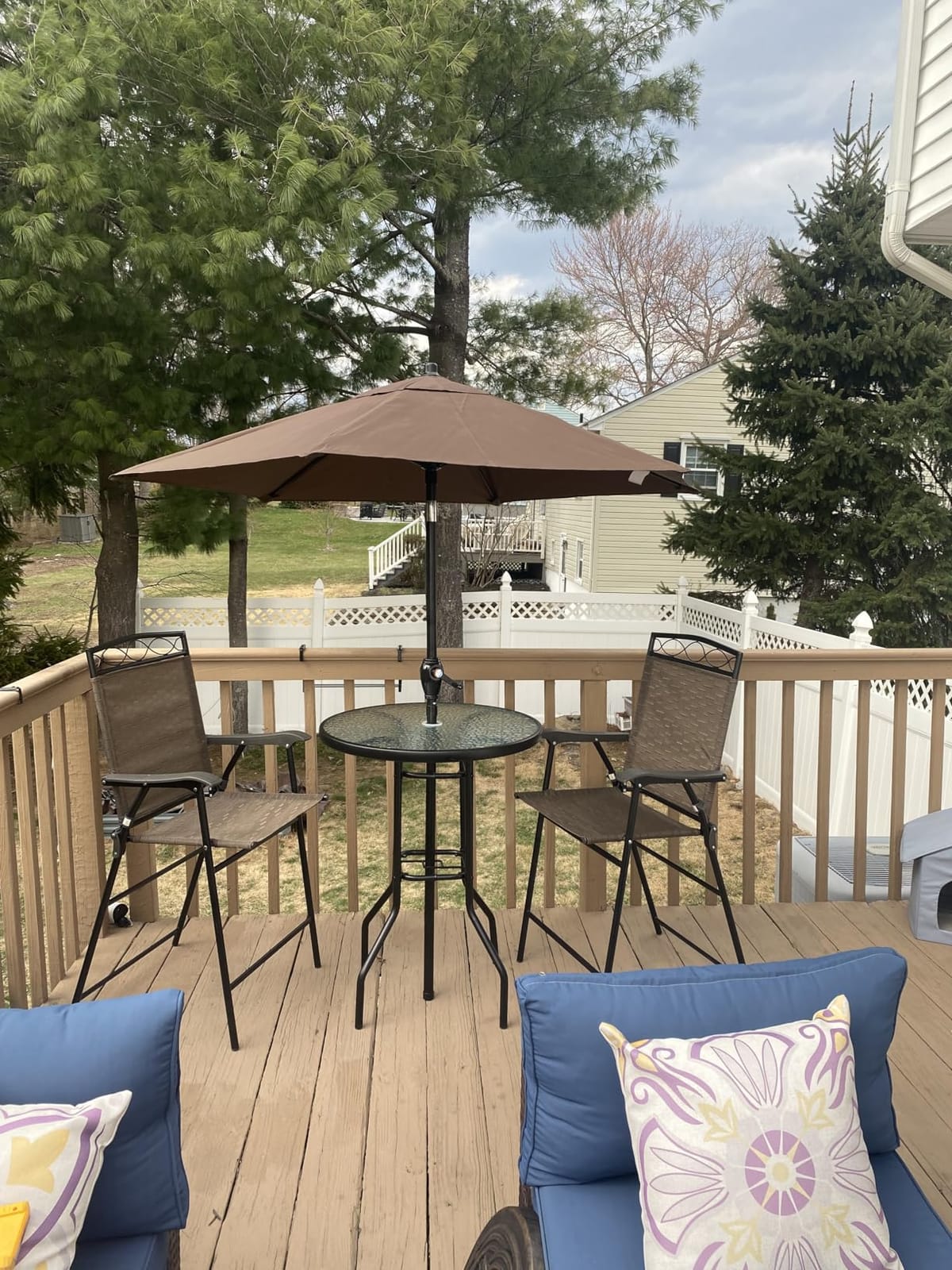 Outsunny 4 Piece Outdoor Bar Set with Umbrella, Patio Dining Set Brown customer photo 1