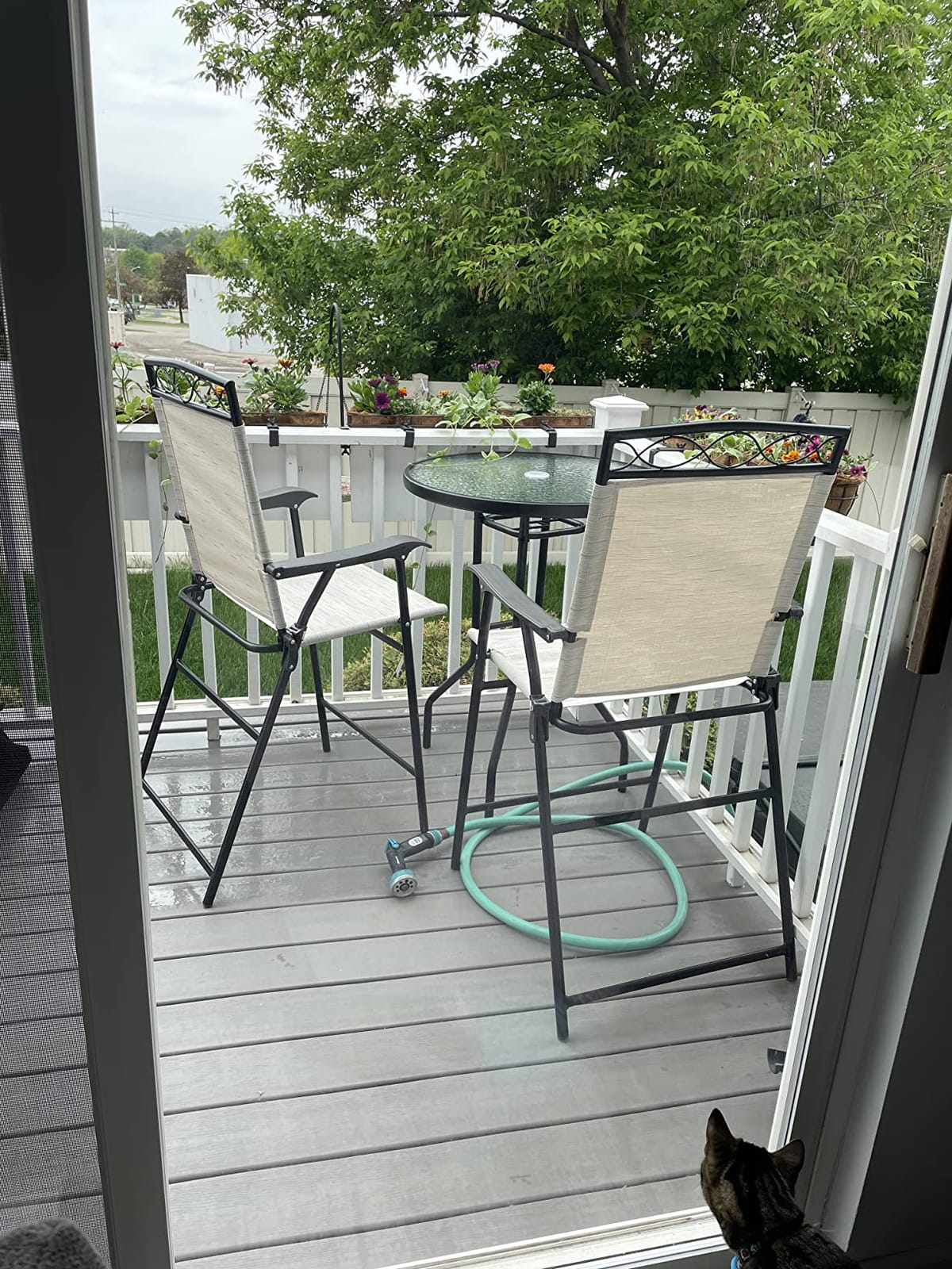 Outsunny 4 Piece Outdoor Bar Set with Umbrella, Patio Dining Set Brown customer photo 2