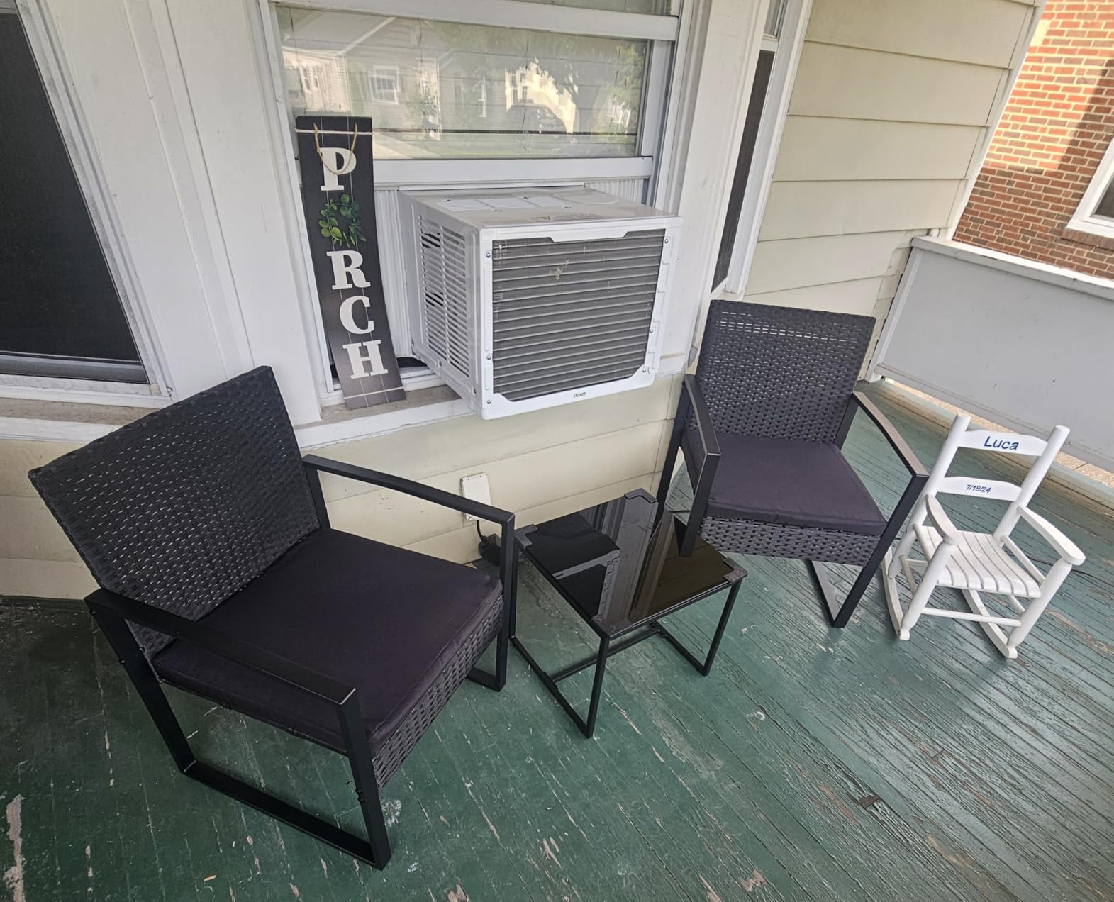 Flamaker 3 Pieces Patio Furniture Set Outdoor Wicker Bistro Chair (Black) customer photo 1