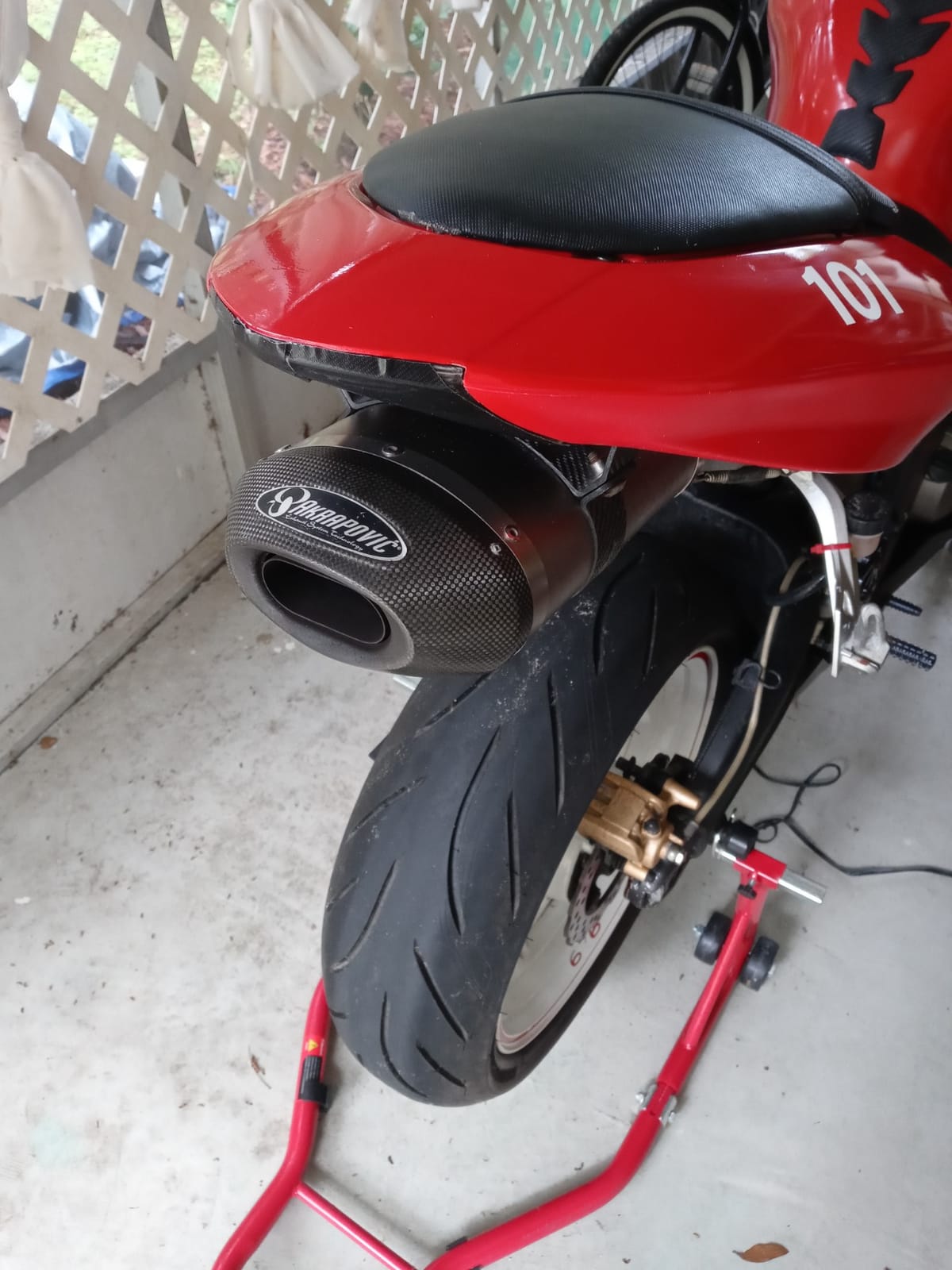 Motorcycle New Red/White One piece Track Racing Suit CE Approved Protection (XL) customer photo 2