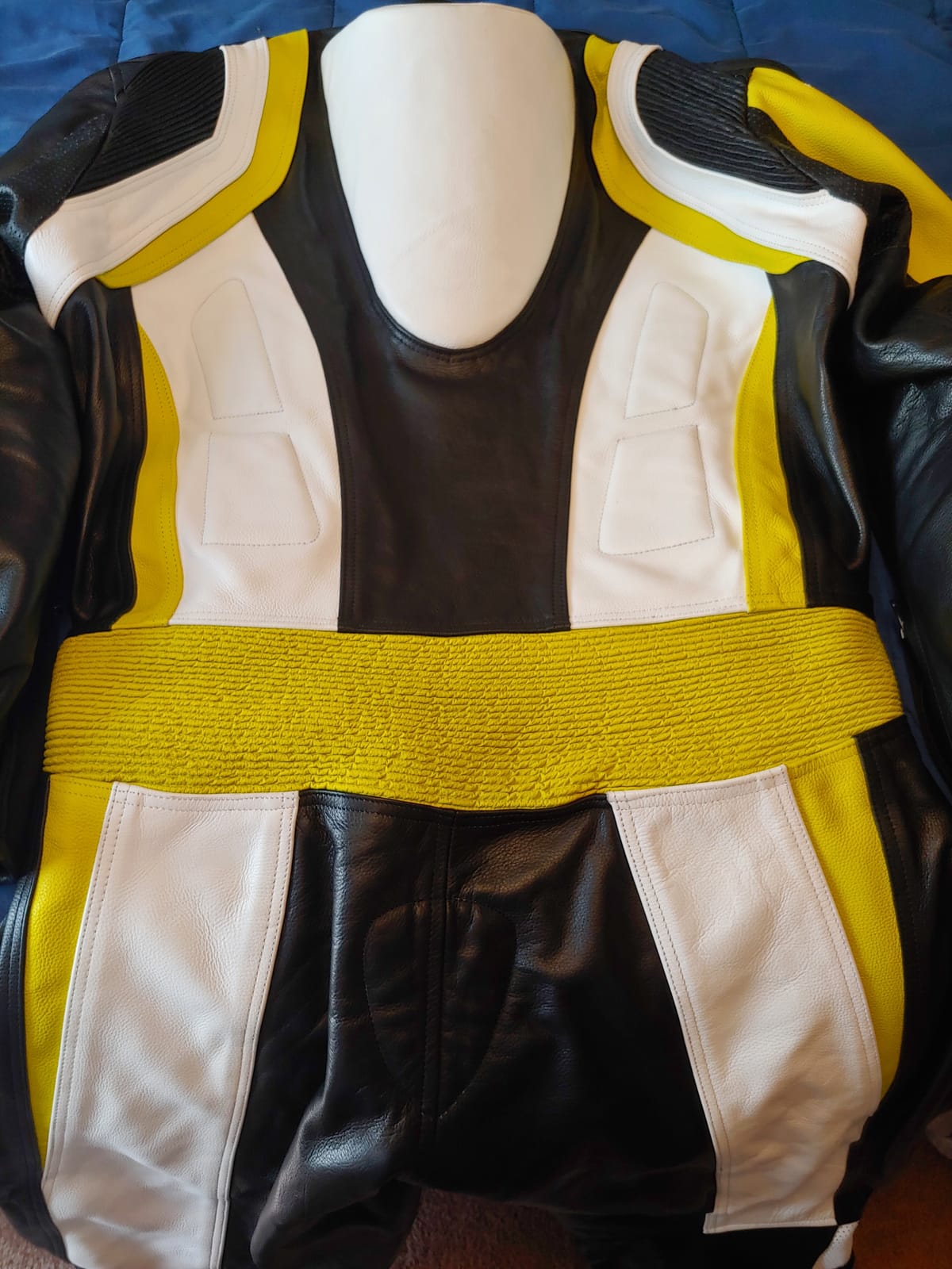 Motorcycle New Yellow/White One piece Leather Track Racing Suit CE Approved Protection (LGE) customer photo 1