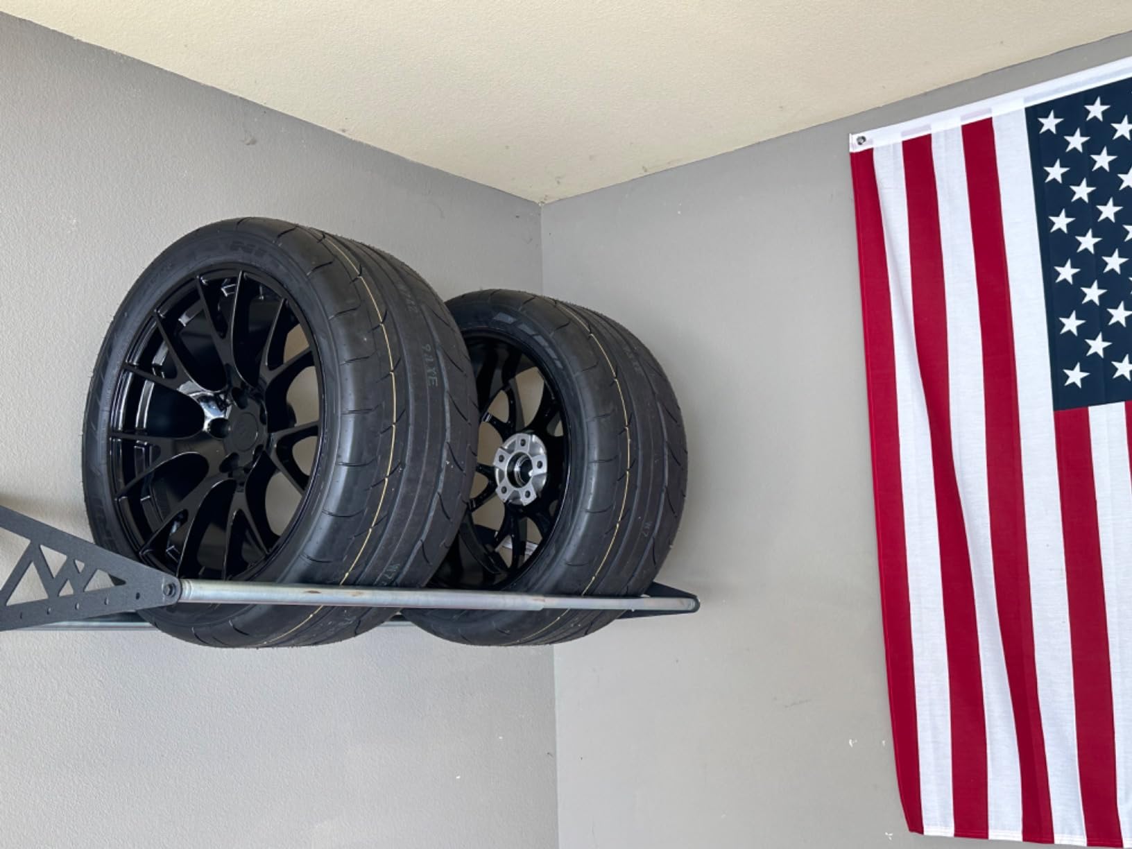 SafeRacks Heavy-Duty Adjustable Steel Wall Mount Tire Rack, Black, 400 lb customer photo 2