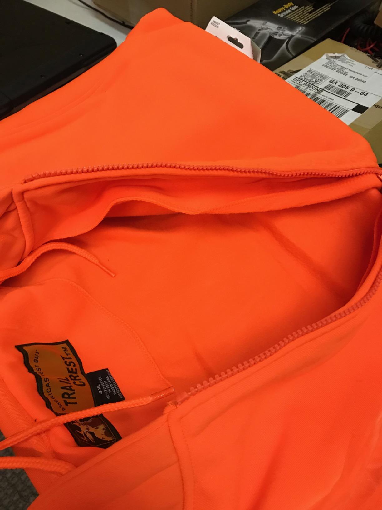 TrailCrest Men's Blaze Orange/Camo Double Fleece Full Zip Hoodie Jacket customer photo 1