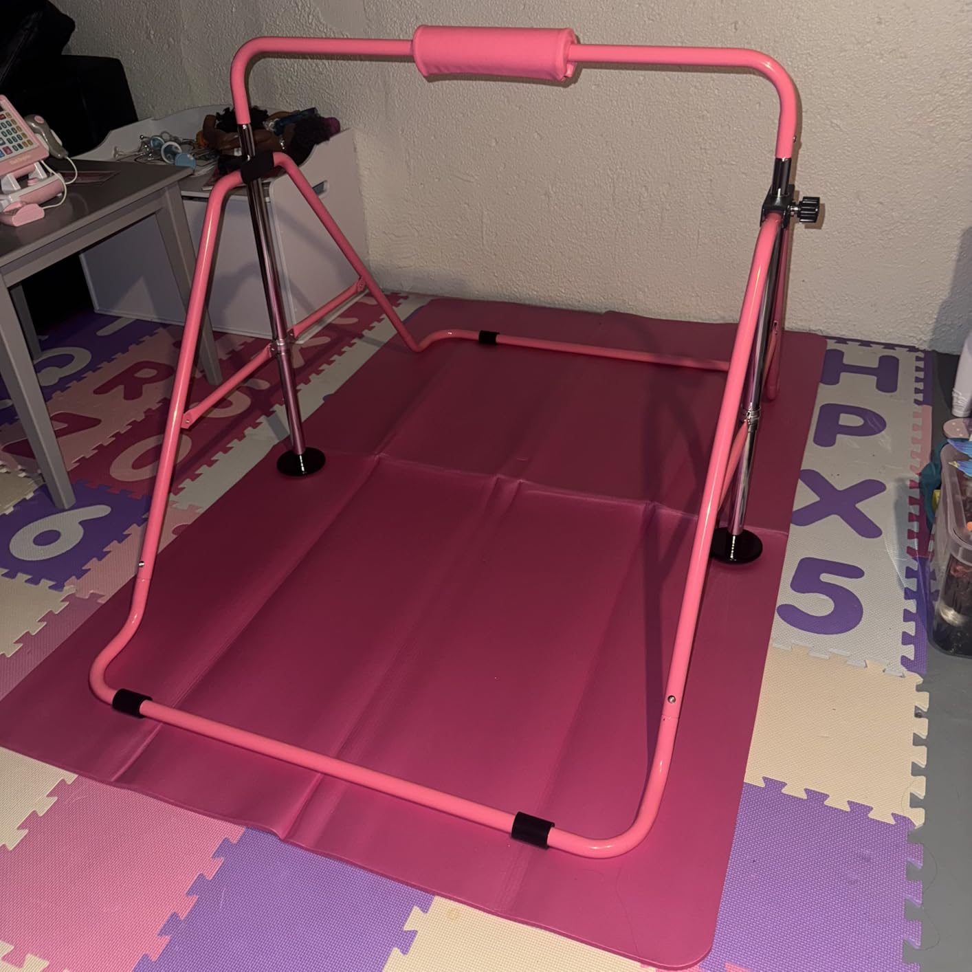 Safly Fun Foldable Gymnastics Bar for Kids, Adjustable 35