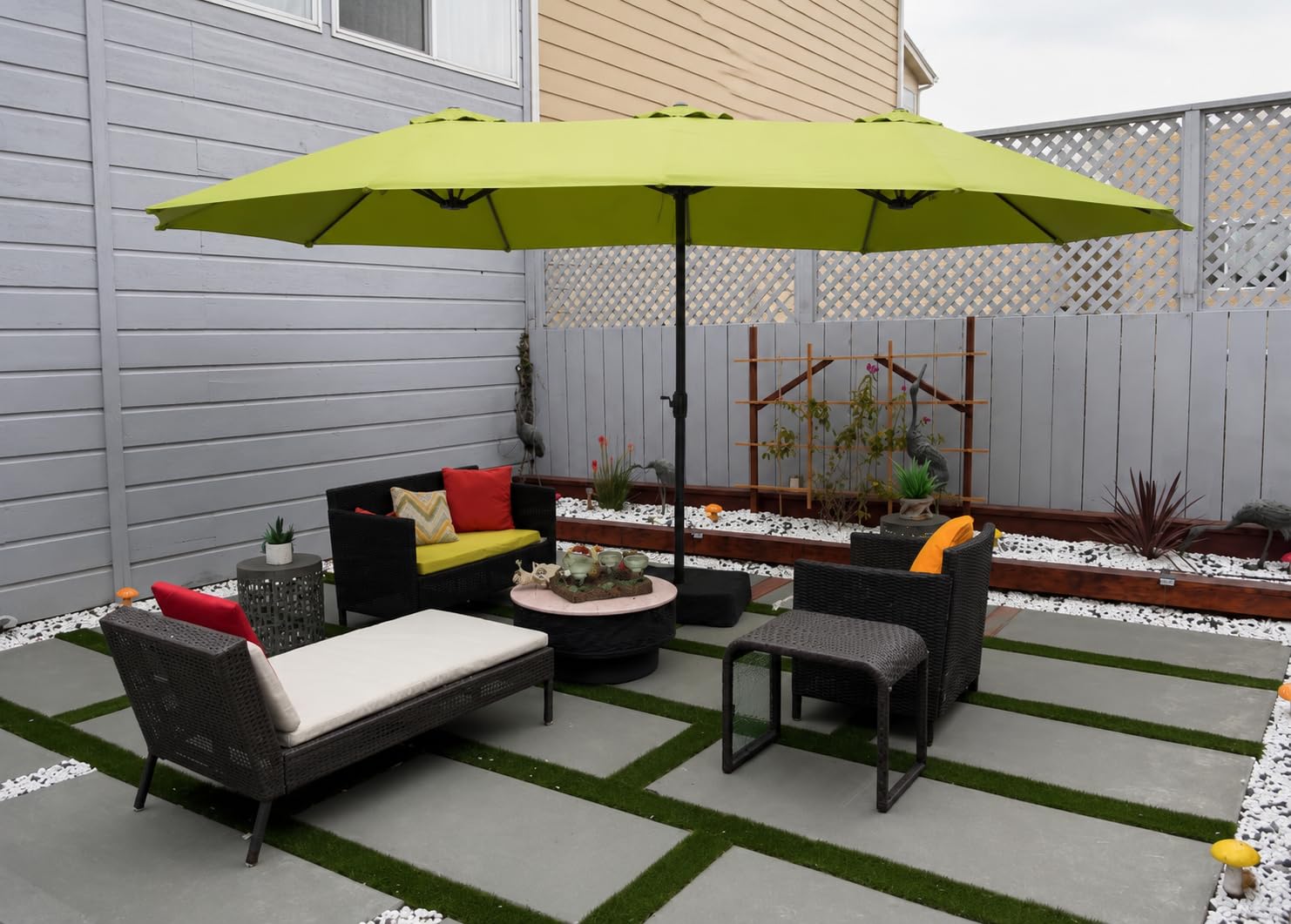 PHI VILLA 15ft Large Outdoor Patio Umbrella with Base Included, Beige customer photo 1