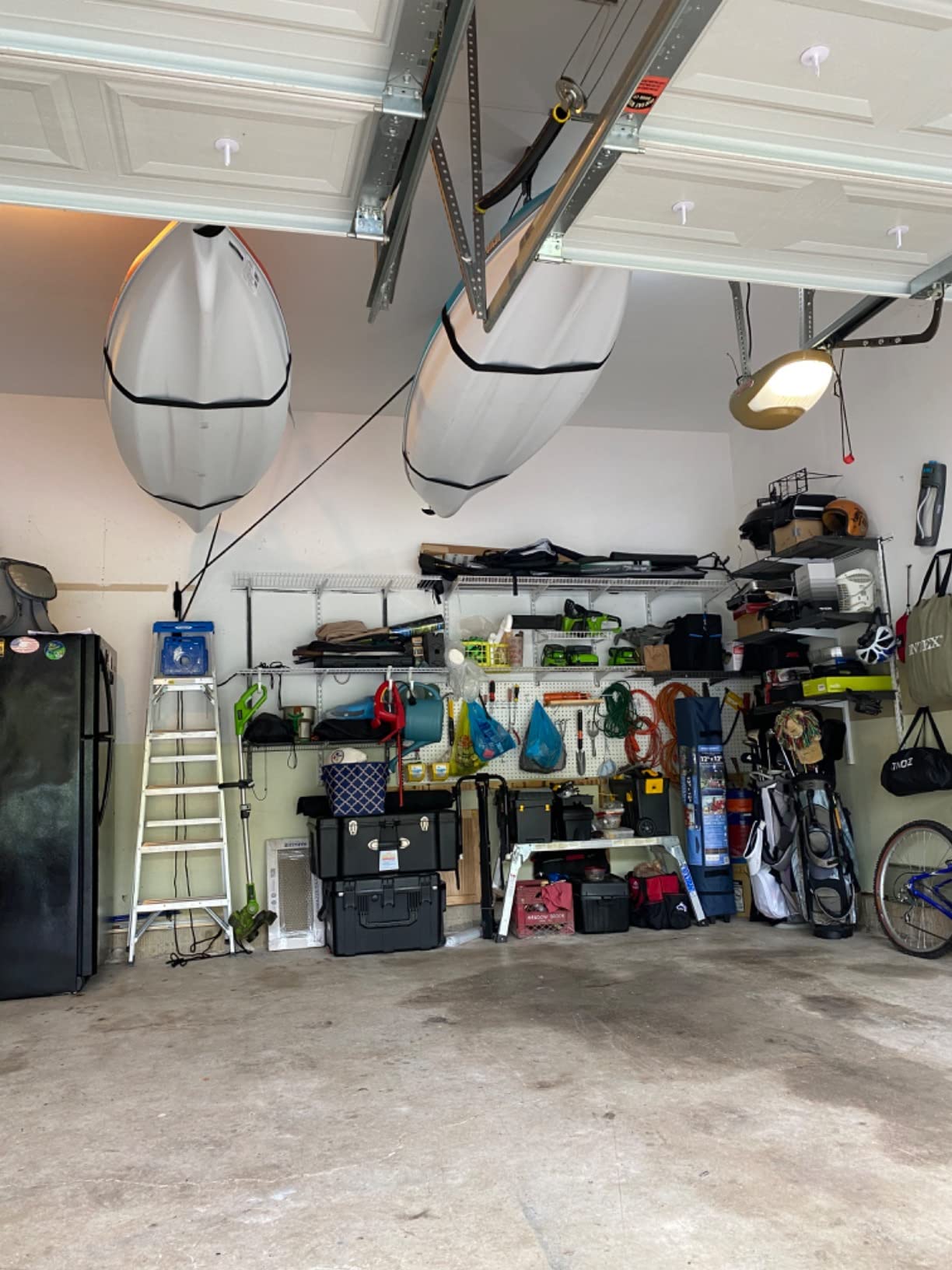 Kayak Hoist Lift, Hanging 2 Pulley System - 2-Pack Heavy Duty Garage Ceiling Mount 125 Pound Capacity Per Set - Bicycle, Paddleboard, Canoe and Ladder Storage Tool customer photo 1