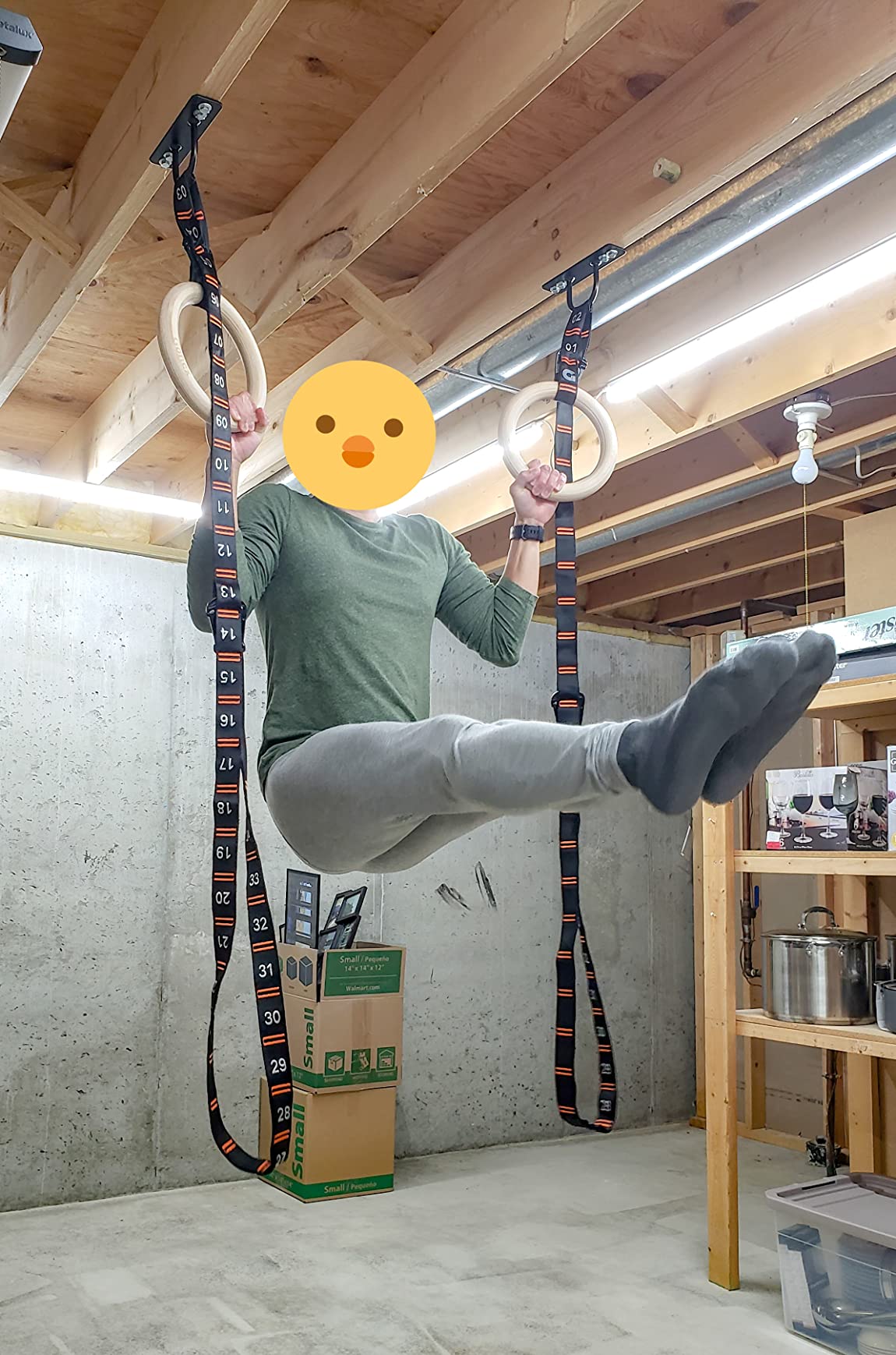 Gonex Wooden Gymnastic Rings with Adjustable Straps Olympic Pull Up Rings customer photo 1