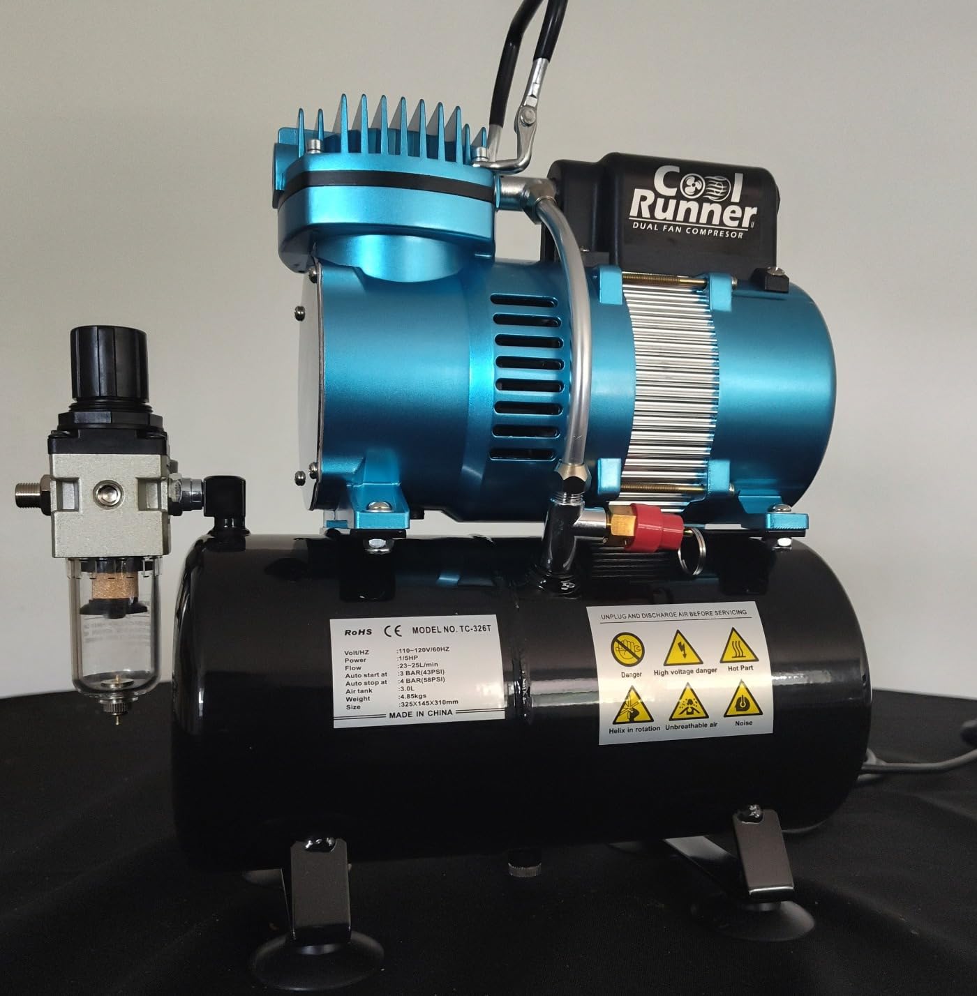 Master Airbrush 1/5 HP Cool Runner II Dual Fan Tank Air Compressor Kit customer photo 2