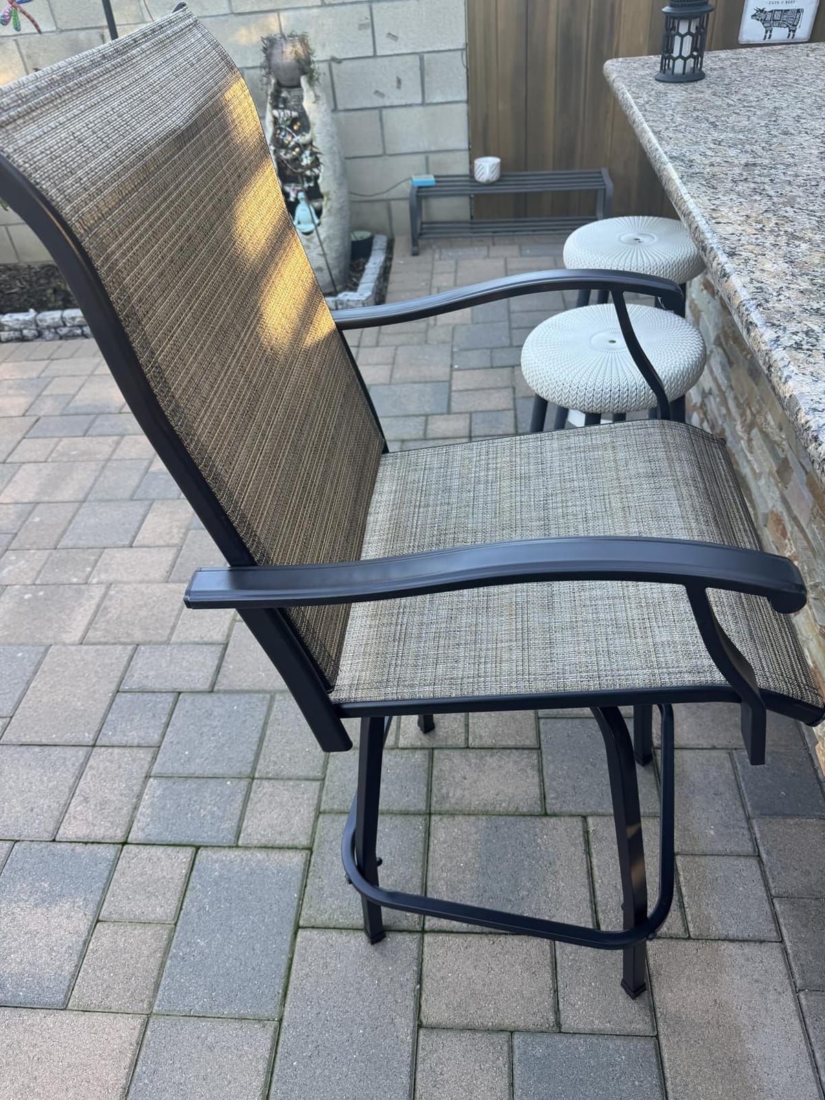 PHI VILLA 3 Piece Outdoor Swivel Bar Stools Set, Bar Height Patio Set customer photo 2