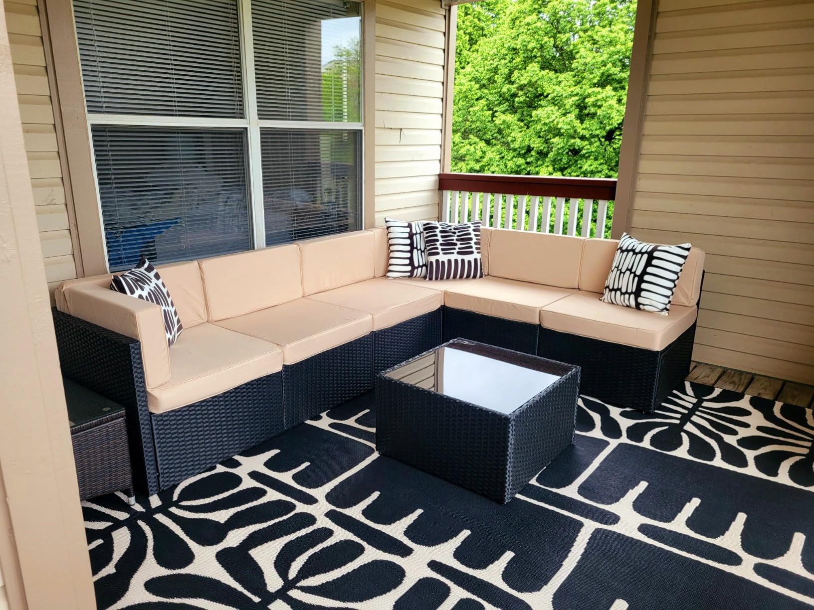 Pamapic 7 Pieces Outdoor Sectional Furniture,Wicker Patio sectional Furniture Sets,All-Weather Rattan Sectional Sofa Conversation Set with Coffee Table and Washable Couch Cushions Covers customer photo 2