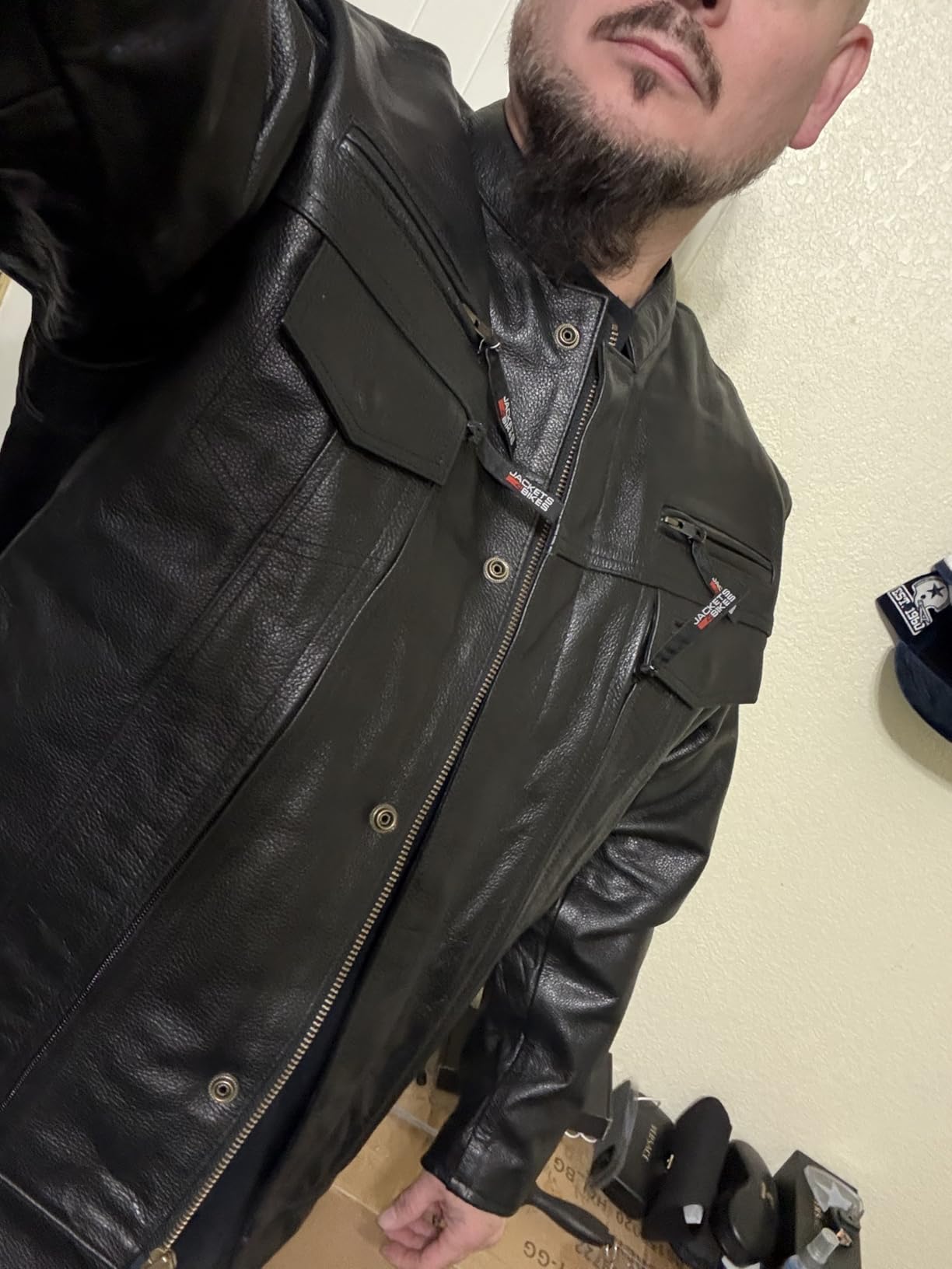 COMMUTER Men's Motorcycle Jacket, Premium Buffalo Leather, CE Armor - Ventilation, Utility Pockets, Cruiser Biker Black XXL customer photo 1