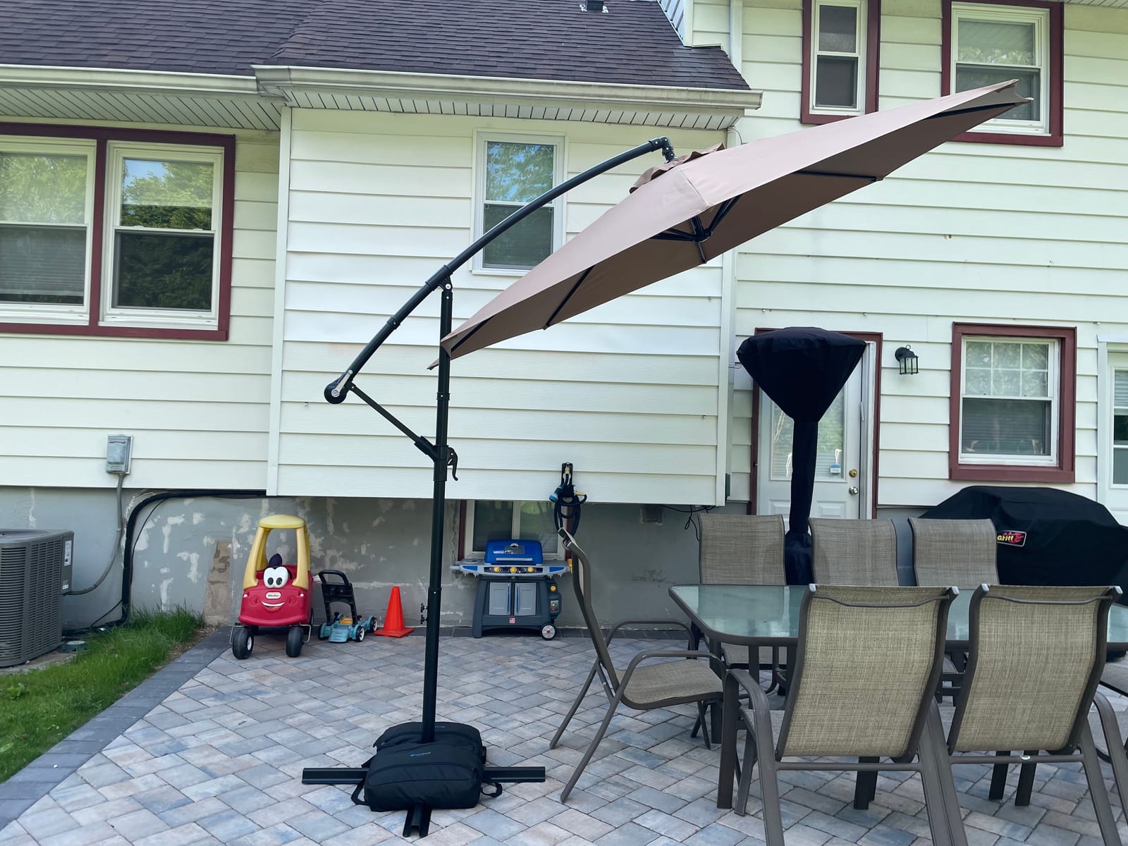 Best Choice Products 10ft Offset Cantilever Hanging Market Patio Umbrella, 8 Sturdy Ribs, Easy Adjustment - Navy Blue customer photo 1