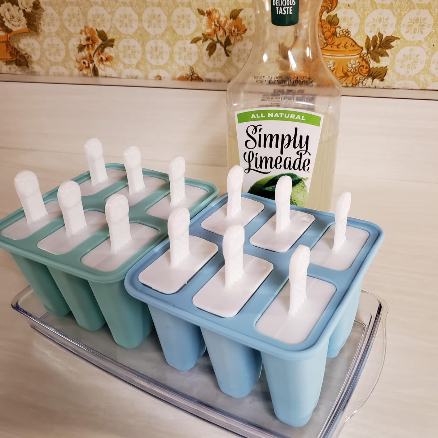 Popsicle Mould,Popsicle Maker Popsicle Molds 6 Pieces Silicone Ice Pop Molds BPA Free Popsicle Mold Reusable Easy Release Ice Pop Make (Blue) customer photo 1
