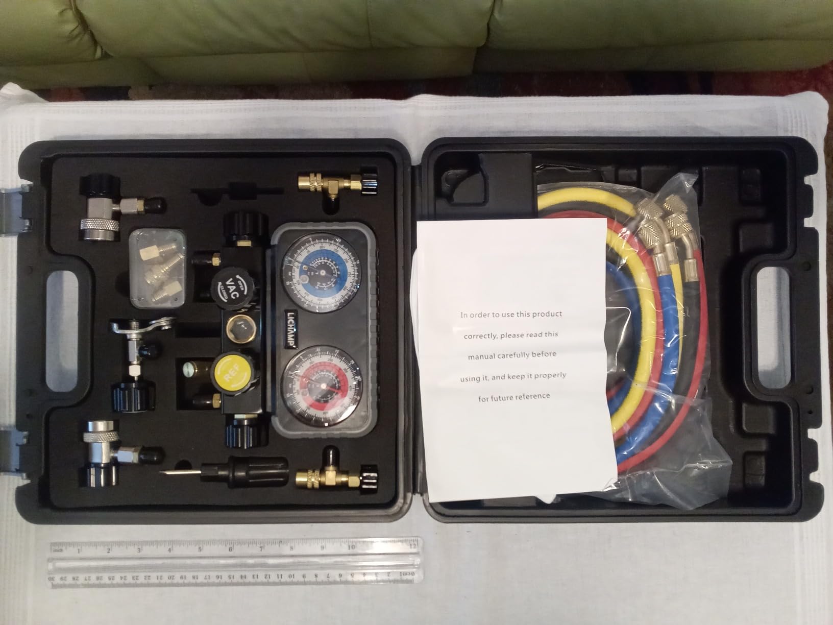 Lichamp HVAC R410A Manifold Gauge Set AC R134A, Freon R32 410A 134A Diagnostic Manifold Gauge with Hose Kit Air Conditioner Refrigerant Recharge Kit customer photo 2
