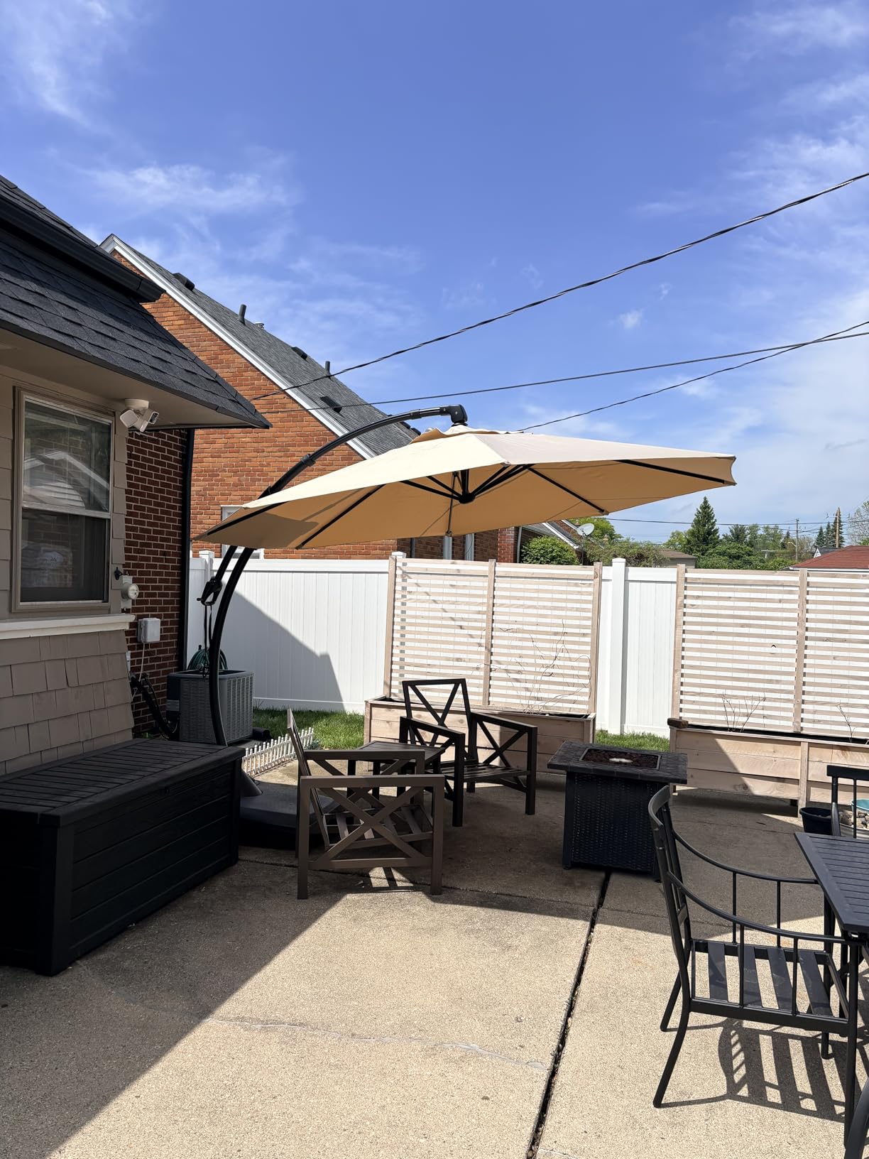 Grand patio 11FT Cantilever Round Umbrella with Base, Champagne customer photo 1
