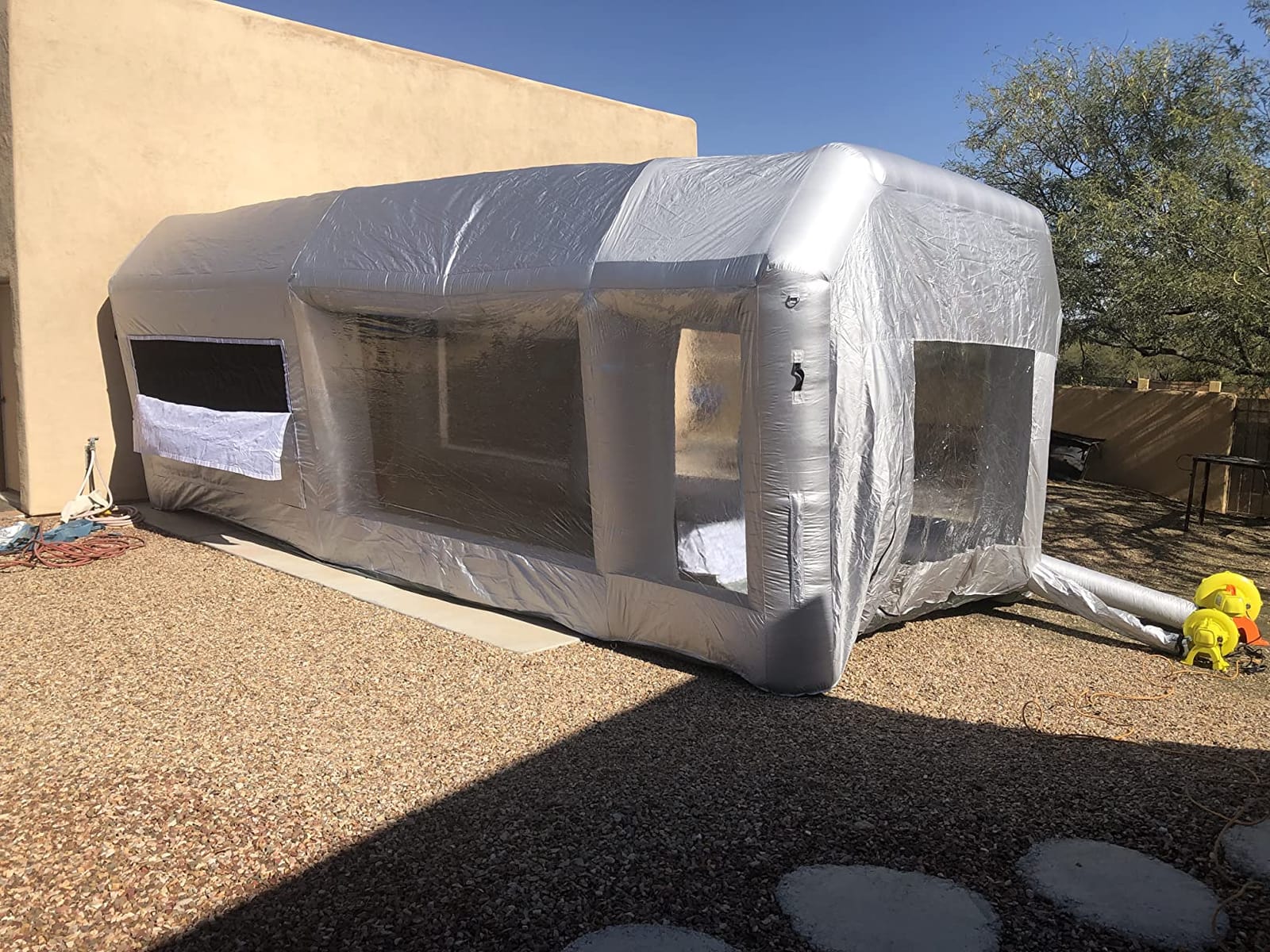 GORILLASPRO Inflatable Paint Booth 26x15x10Ft with 950W + 950W Blowers for Cars, Air Filter System Portable Spray Paint Booth Tent for Trucks, Auto Parts and Furniture Painting customer photo 1