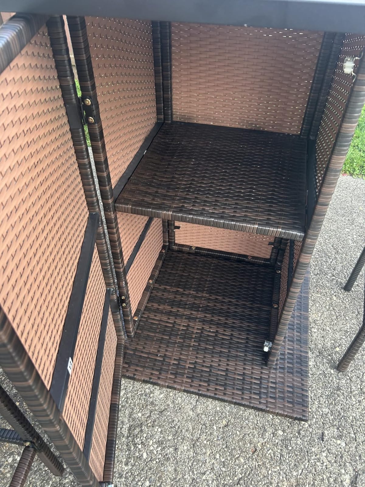Tangkula Patio Bar Set, 3 Piece Outdoor Rattan Wicker Bar Set with 2 Cushions Stools & Glass Top Table, Outdoor Furniture Set for Patios Backyards Porches Gardens Poolside (Red) customer photo 1
