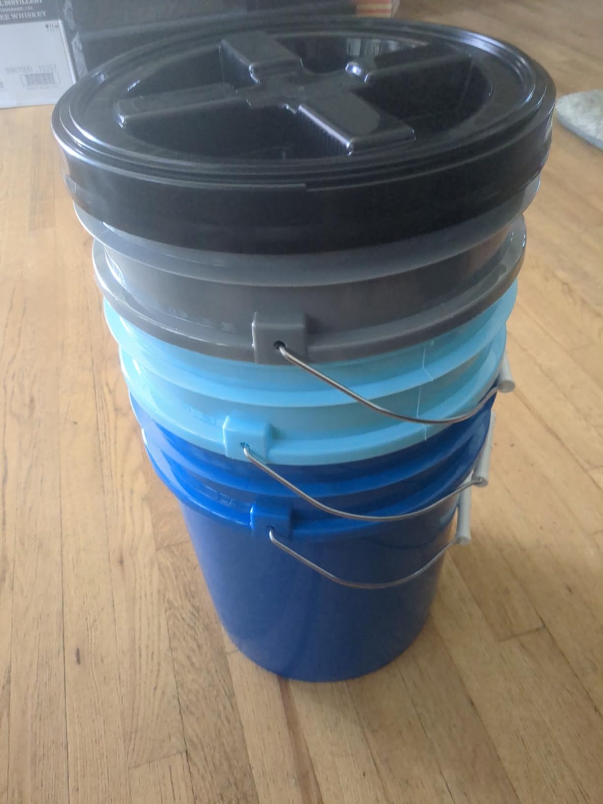 House Naturals 5 Gallon Food Grade Bucket Pail with Airtight Screw on Lid (Pack of 3) BPA Free Made in USA- 3 Colors (Aqua, Blue, Gray, Black lids) customer photo 1