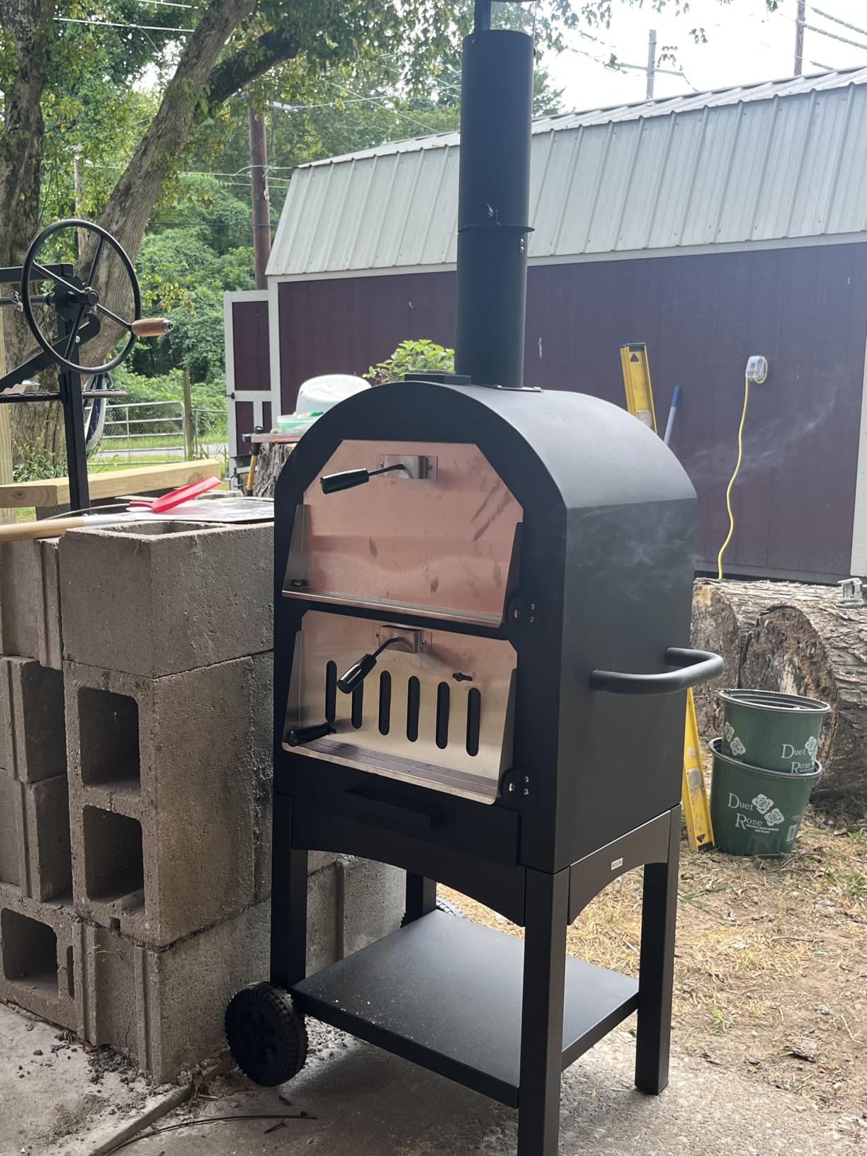 Giantex Wood Fired Pizza Oven with Pizza Stone, Peel, Waterproof Cover, Cooking Grids, Wheels for Outside Camping, Outdoor Backyard Party (64 Inch) customer photo 1