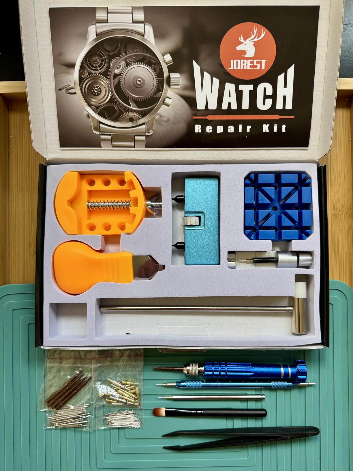 JOREST Watch Repair Kit for Battery Replacement & Link Removal, Resizing &Opener, Watch Repair and Cleaning Screwdriver Set, Wrench Back Remover, Spring Bar Tool customer photo 2