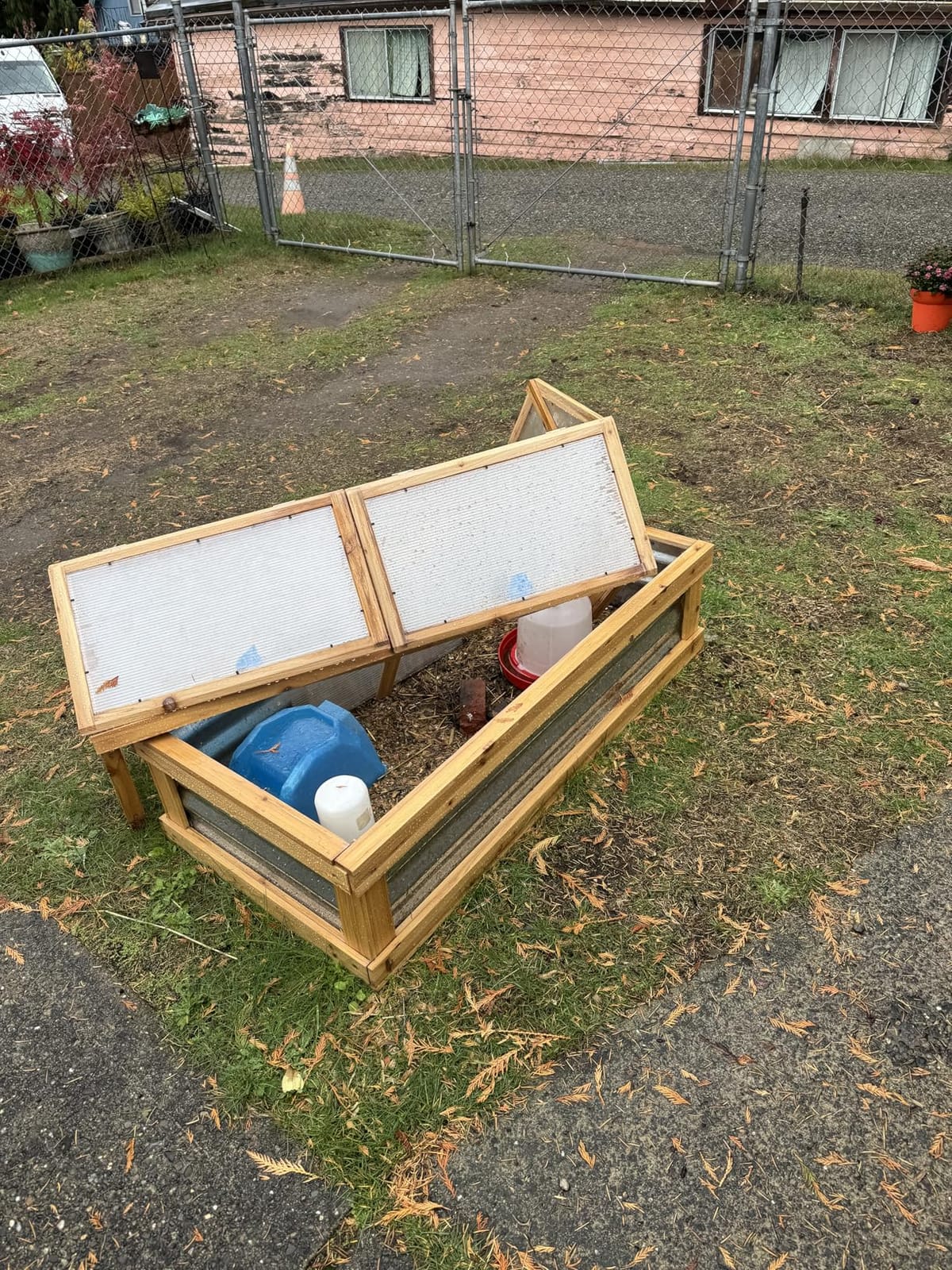 Outsunny Raised Garden Bed, Polycarbonate Mini Greenhouse, Natural customer photo 2