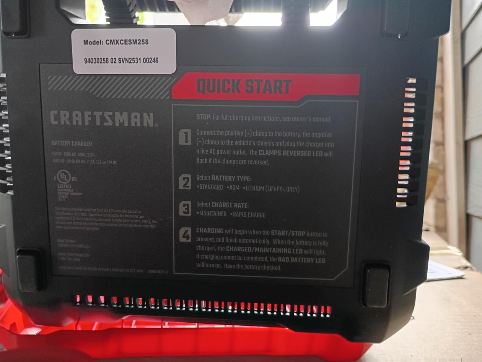 CRAFTSMAN 12A Car Battery Charger & Maintainer, 6V/12V – CMXCESM258 customer photo 1