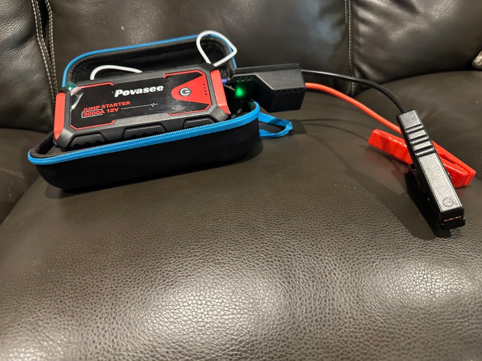 Povasee Jump Starter 5000A Car Jumper Starter, Model A30 12V Jump Box for Car Battery up to 10L Gas or 8L Diesel Engine Battery Jumper Starter Portable with USB Dual Output/LED Light/Storage Case customer photo 2