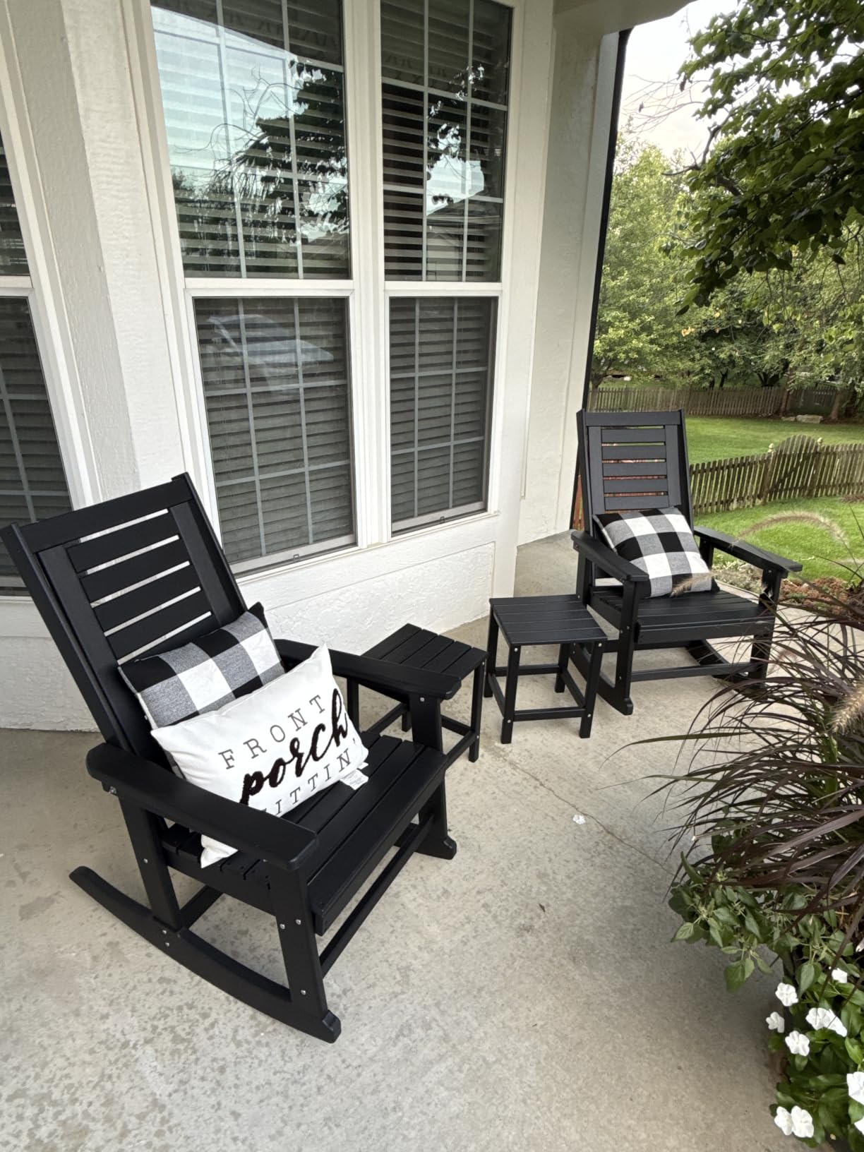 GREENVINES Oversized Outdoor Rocking Chairs Set of 2, HDPE Rocker, Black customer photo 1
