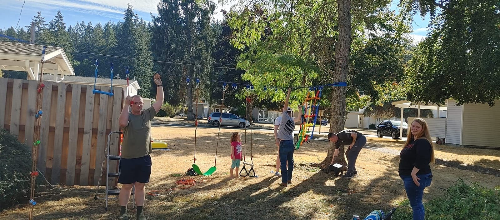 Ninja Warrior Obstacle Course for Kids,Fast-Setup Buckles—Up to 880 lbs,2x65ft Slack Lines for Backyard with with 14 Ninja Accessories-Swing Seat,Tree Swing,Rope Ladder,Ninja Ring,Arm Trainer customer photo 2