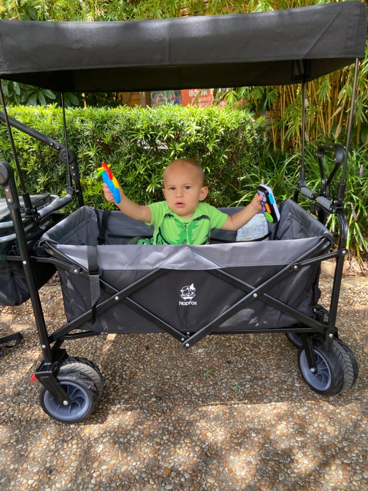 Collapsible Folding Wagon Cart with Removable Canopy, Heavy Duty 250lbs Utility Cart, 4