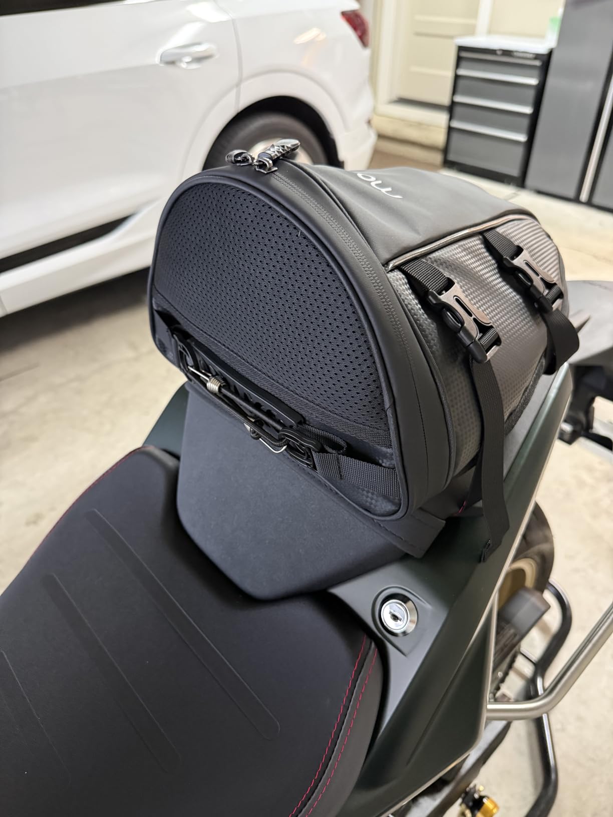 MOSISO Motorcycle Tail Bag Waterproof Polyester Storage Saddle Bag, Black | Multifunctional 10L Outdoor Sports Motorbike Rear Seat Light Tank Handbag Tool Carry Pouch with Shoulder Strap customer photo 2