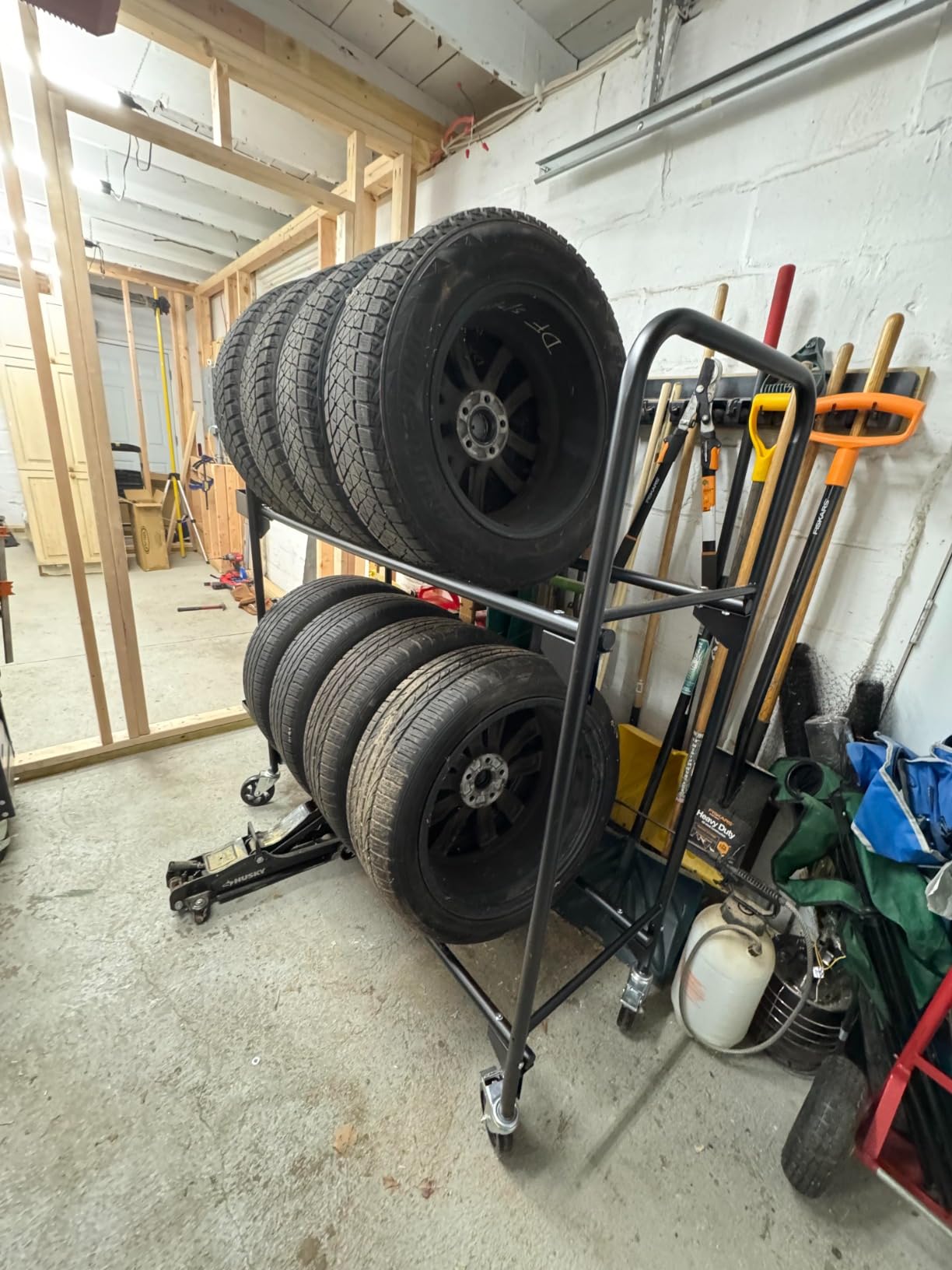 [Upgraded Rolling Tire Rack for Garage,Tire Storage Rack, Heavy-Duty Wheel Rack, Tire Shelf with 4