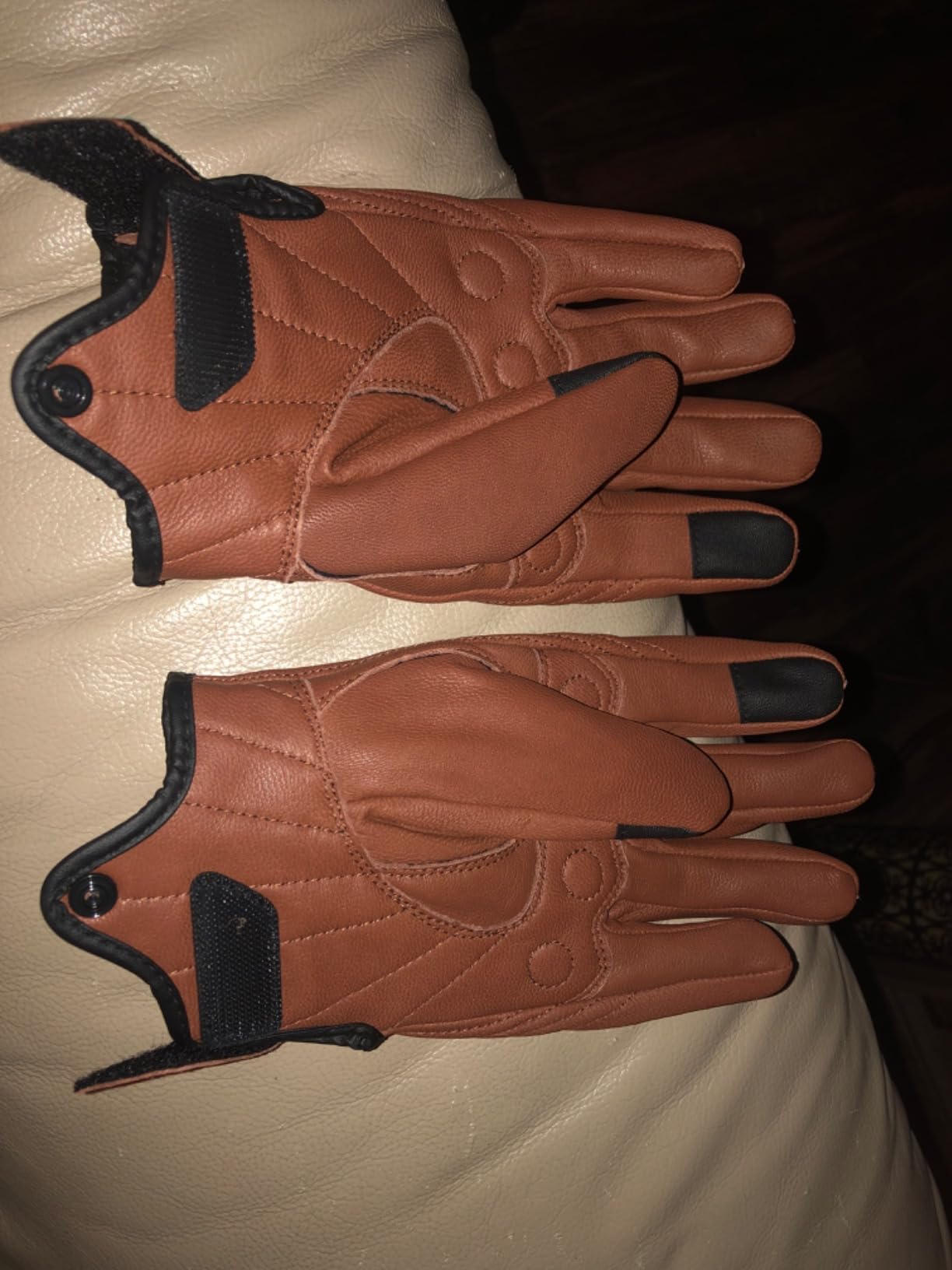 Harssidanzar Mens Winter Warm Leather Motorcycle Gloves with Touchscreen GM041US customer photo 1