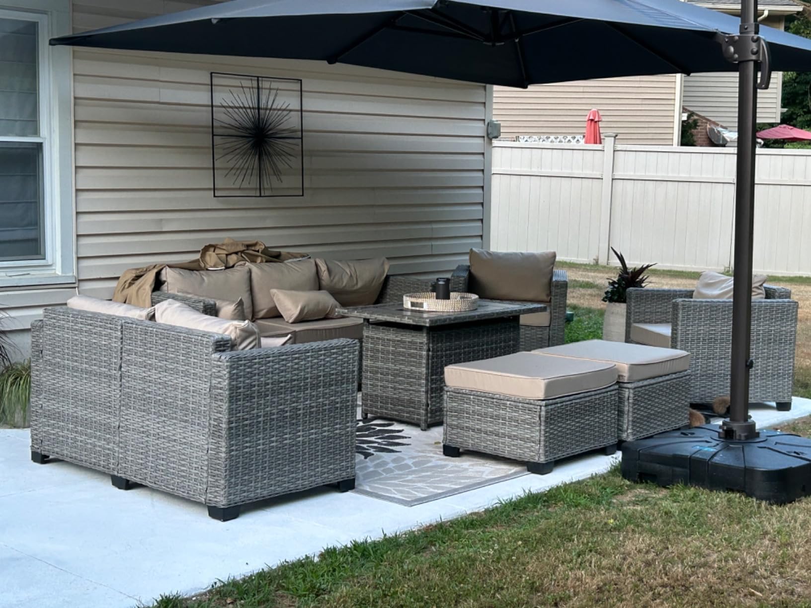 10x13FT Cantilever Patio Umbrella, Double Top 360° Rotation, Beige customer photo 1